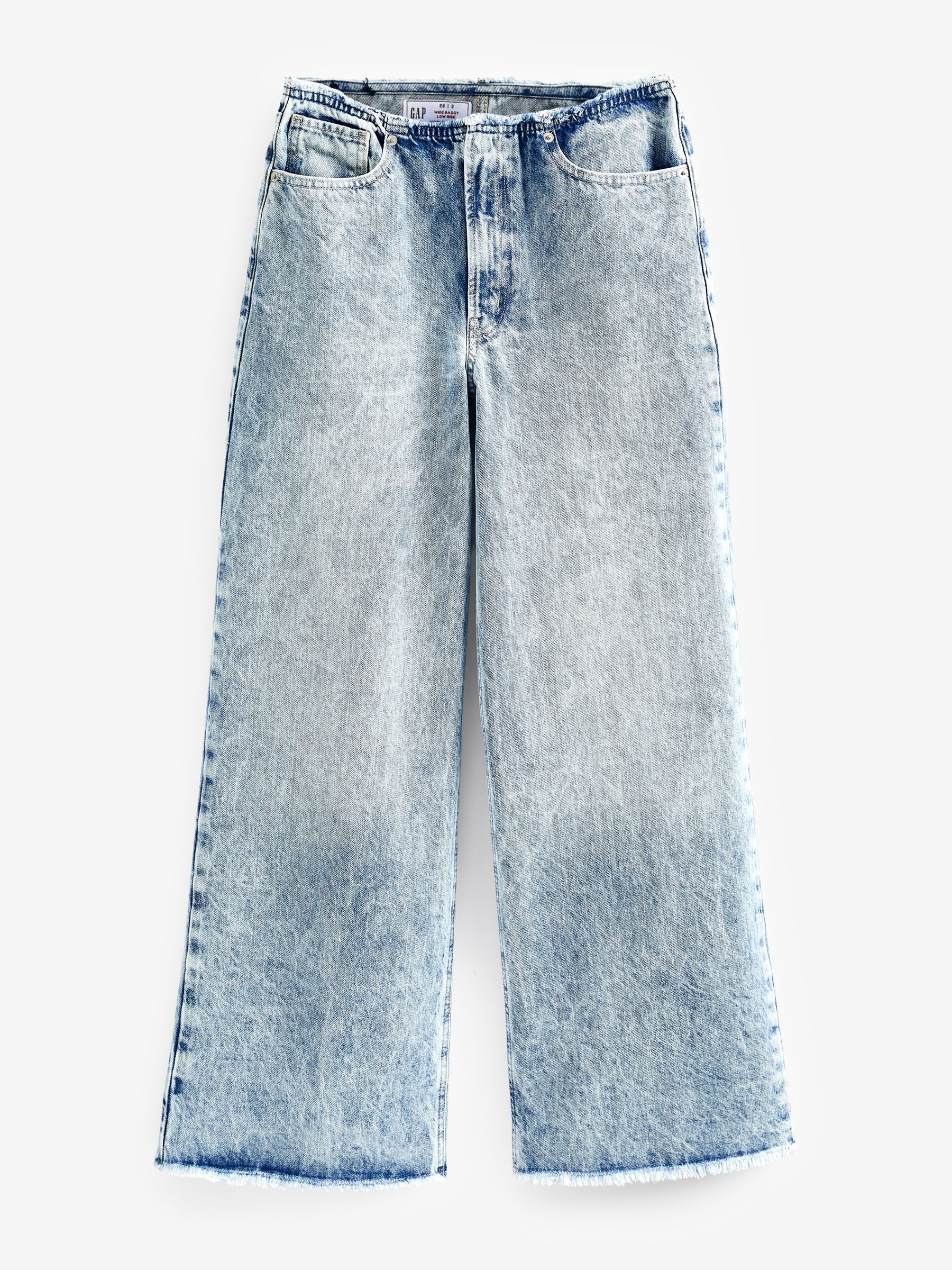 Buy Blue Acid Wash Low Rise Wide Leg Loose Jeans from the Gap online shop