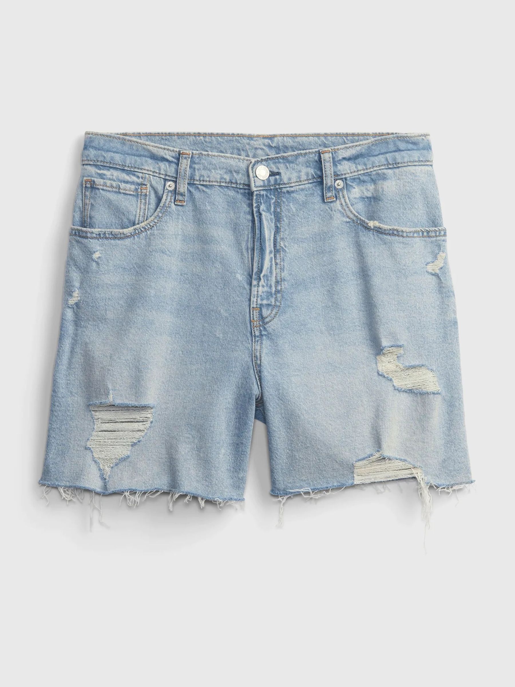 Distressed denim shorts hot sale