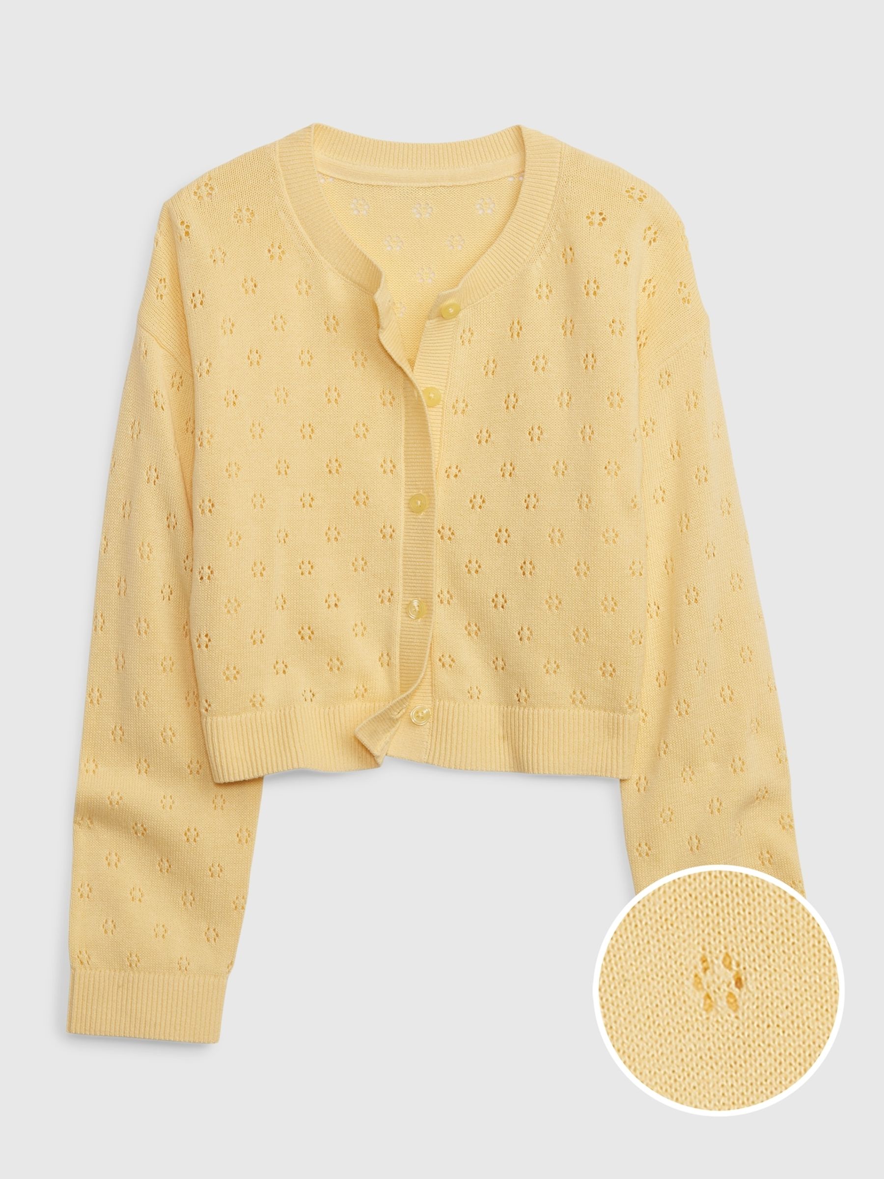 Yellow Pointelle Cardigan