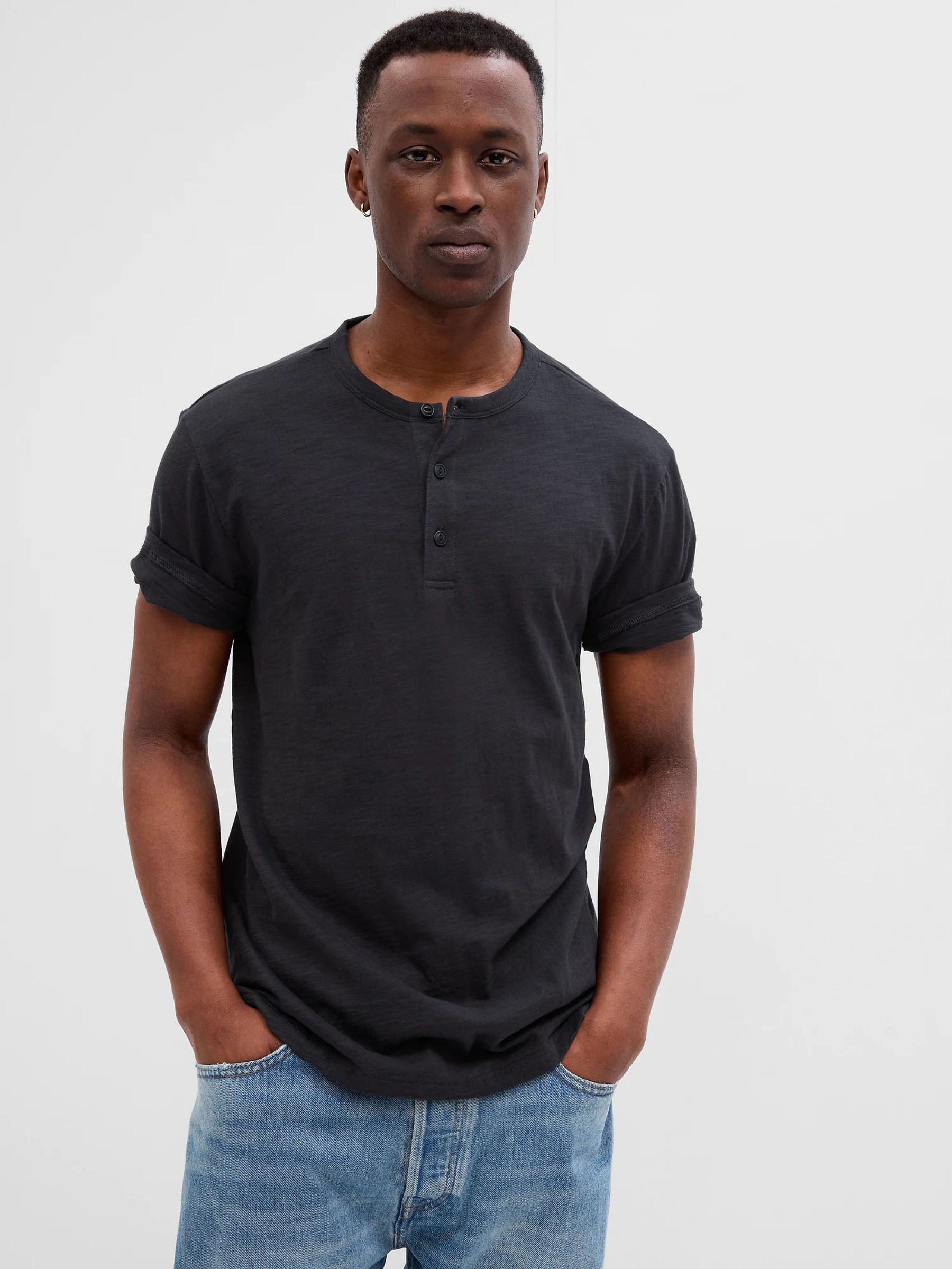 Mens henley t shirts with short sleeve on sale