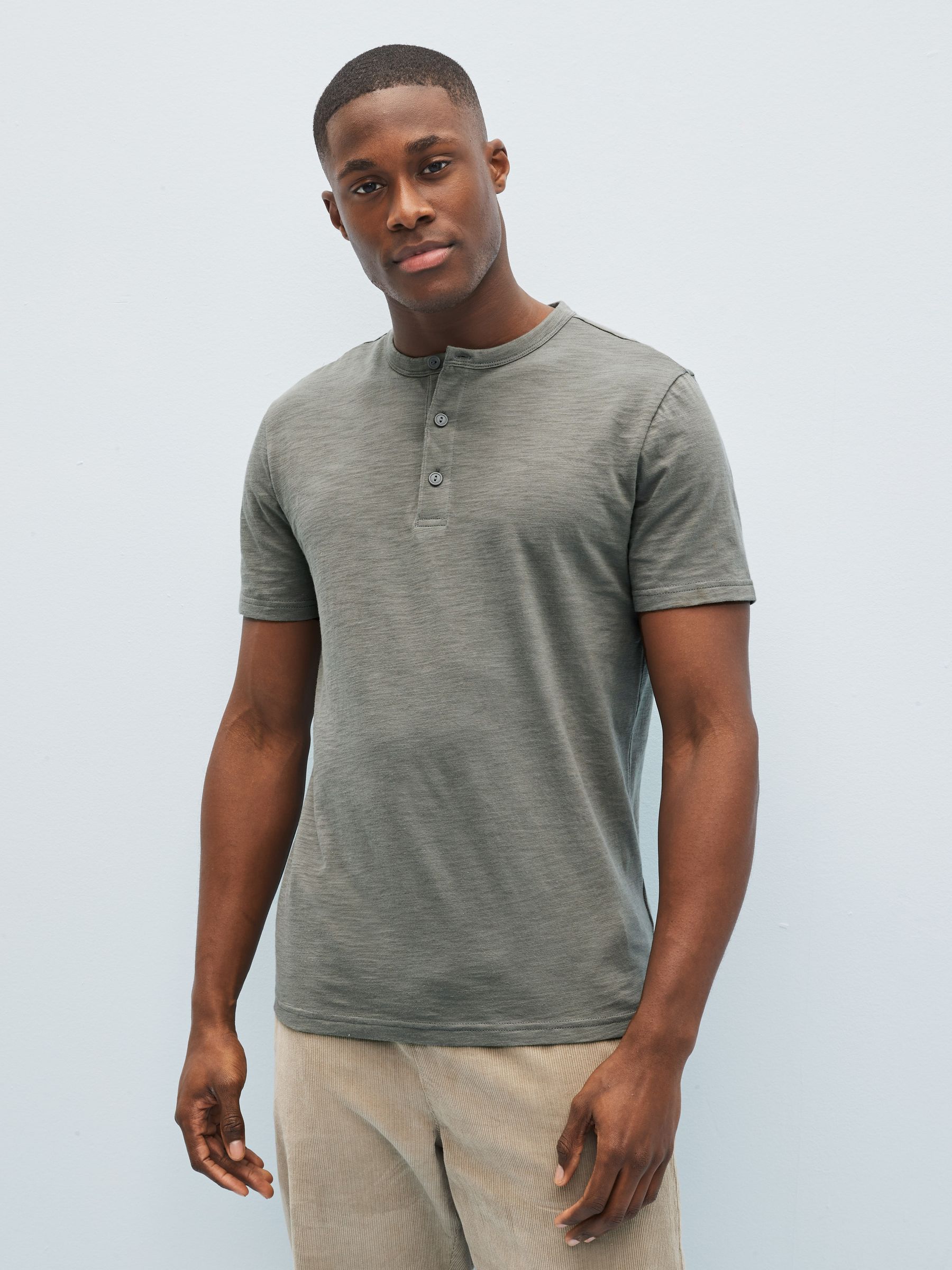 Buy Dark Grey Lived In Henley Short Sleeve T Shirt from the Gap online shop