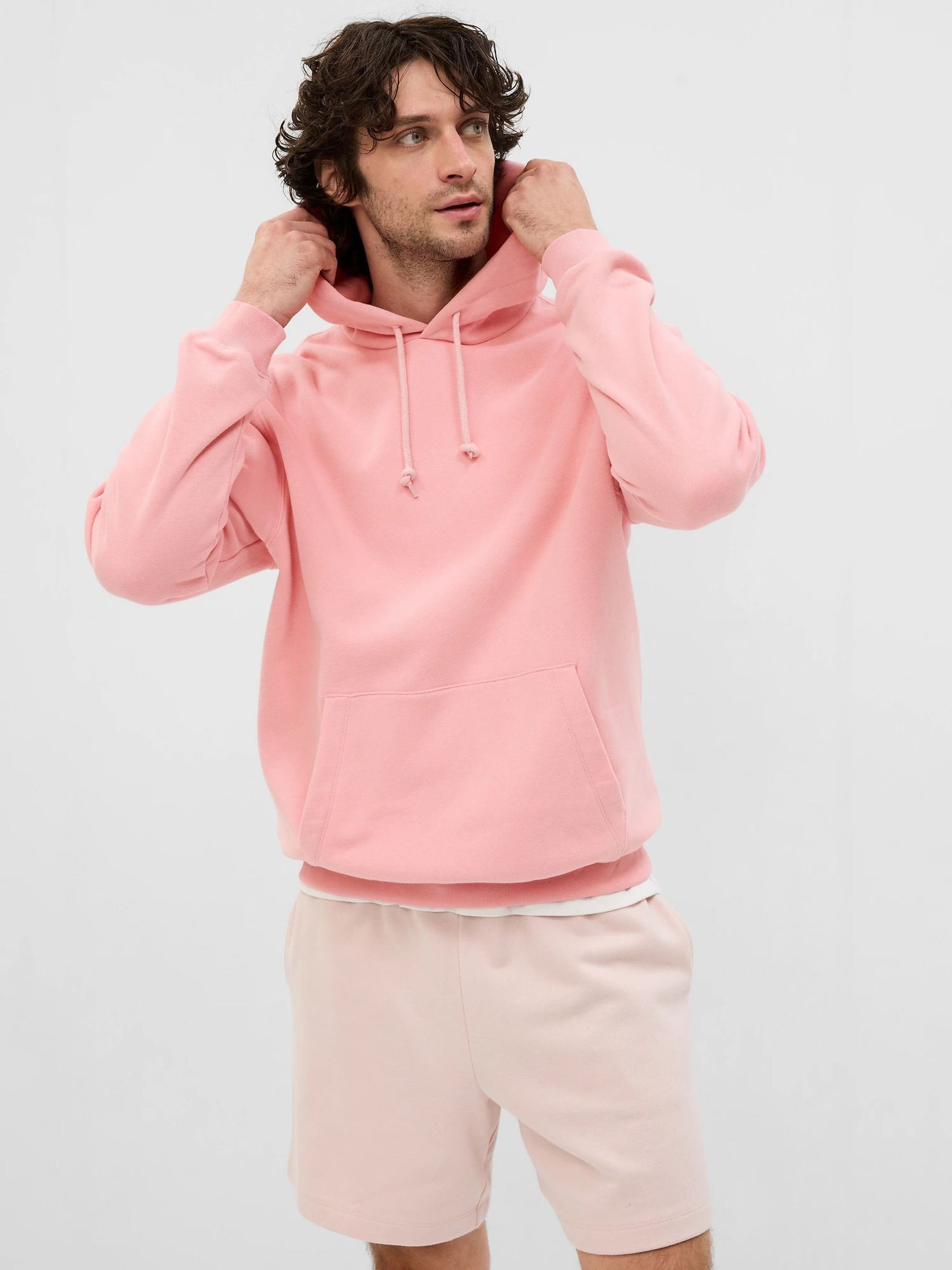 Pink drawstring hoodie deals