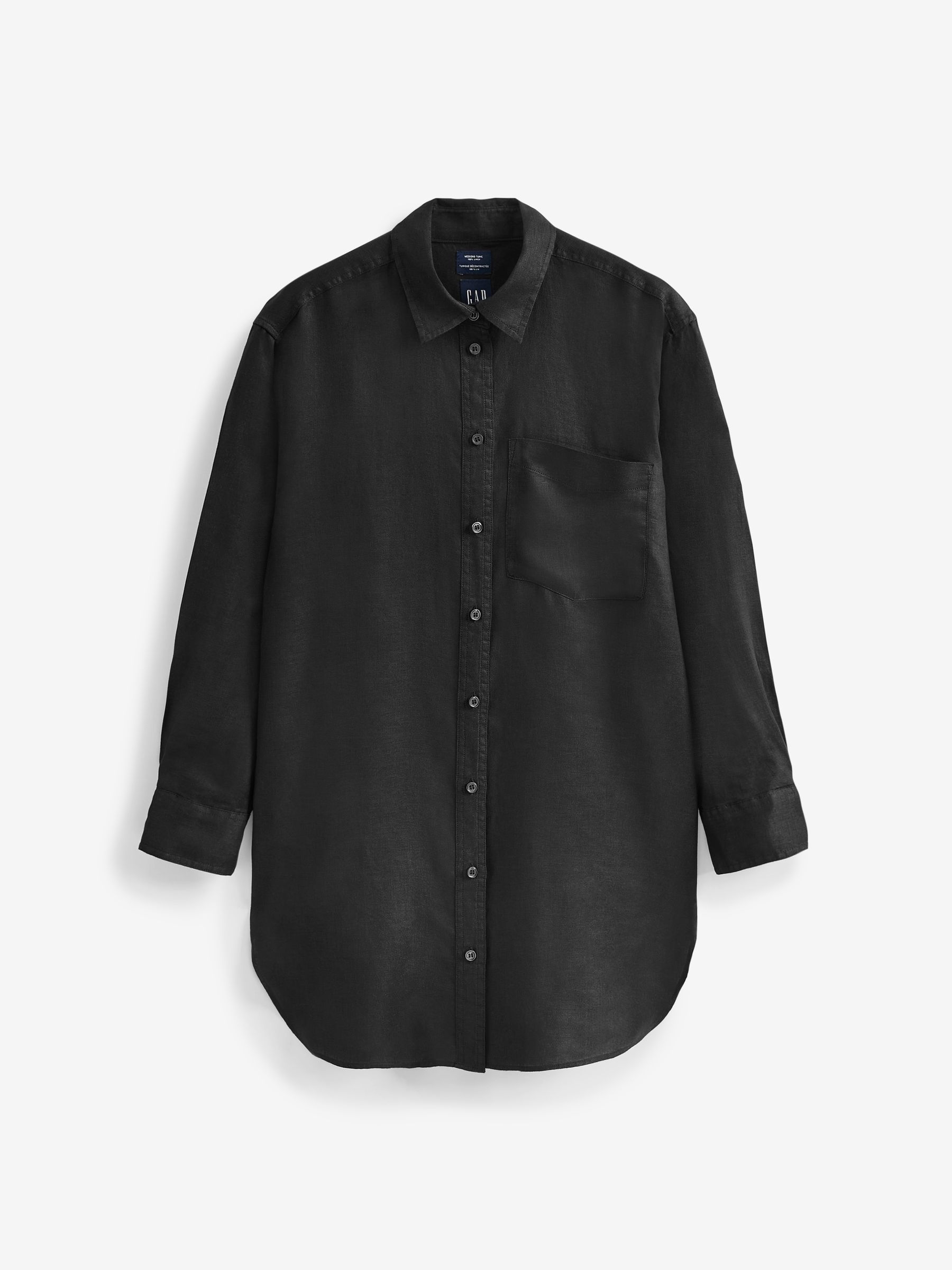Buy black Linen Long Sleeve Weekend Tunic Shirt from the Gap online shop
