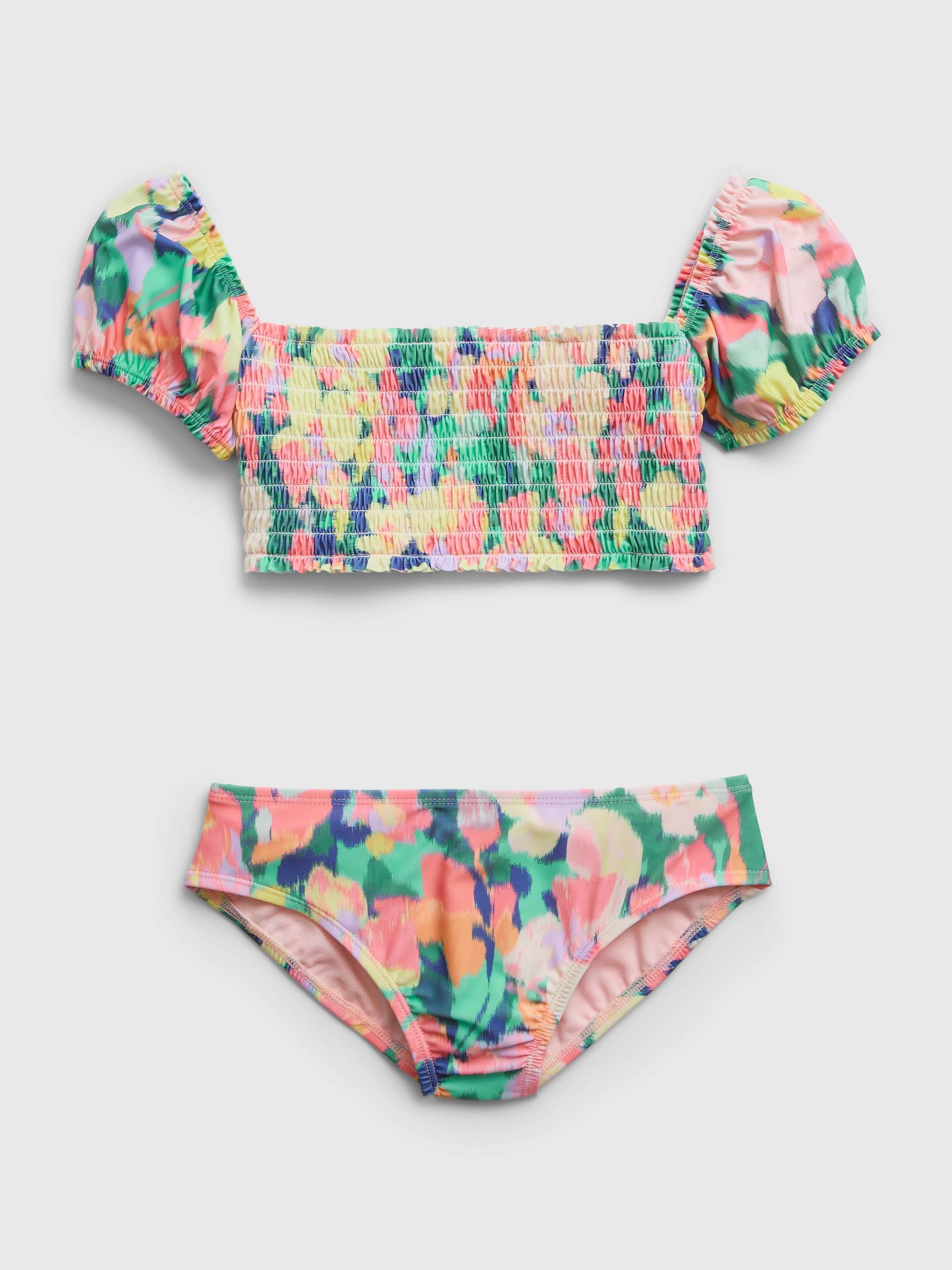 Buy Pink Yellow Green Floral Puff Sleeve Bikini Set from the Gap online shop