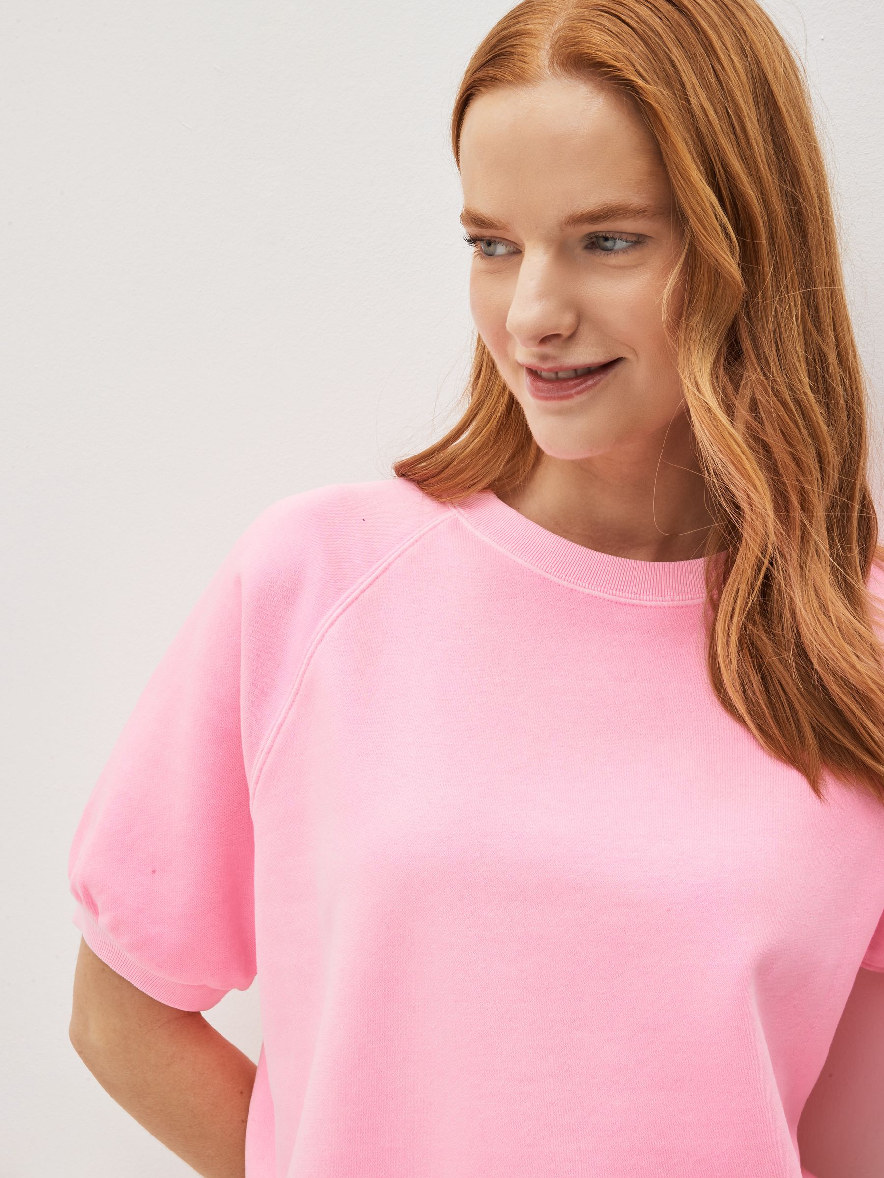 Pink short sleeve sweatshirt top