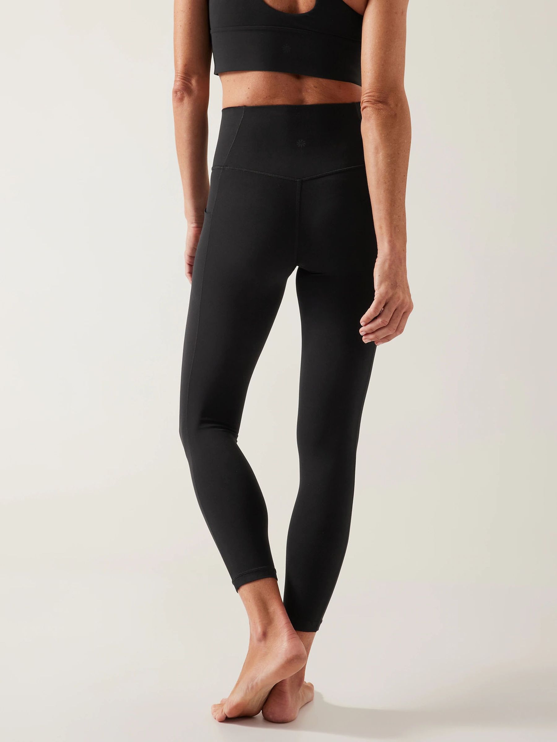 Athleta Black 7 8 Length Salutation High Waisted Pocket Leggings
