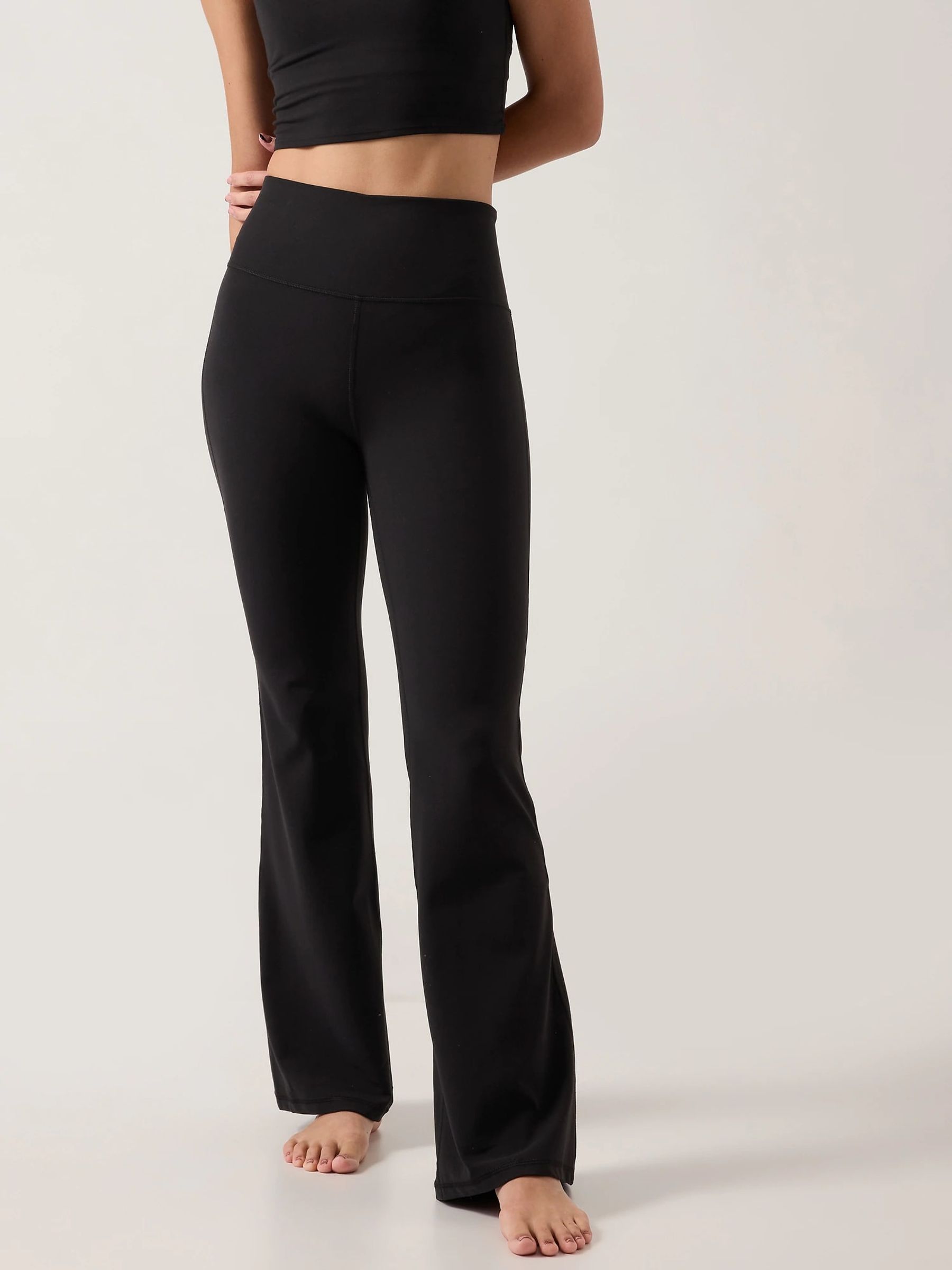 Athleta Studio Flare on sale Pant Mesh Inner Rib Knit Waistband High Rise Yoga Black