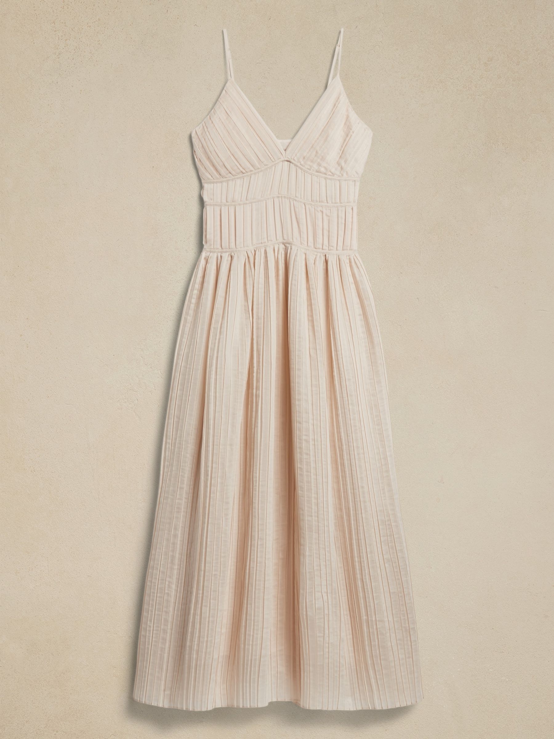 Banana Republic Beige Jacqui Pleated Maxi Dress
