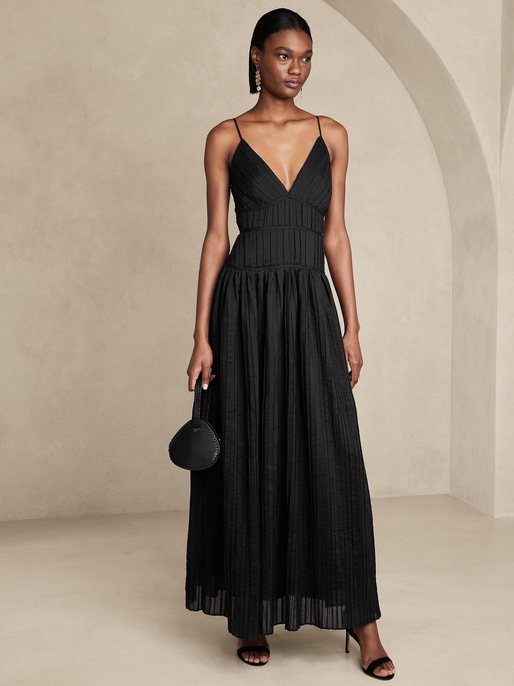 Buy Banana Republic Black Jacqui Pleated Maxi Dress from the Gap online shop