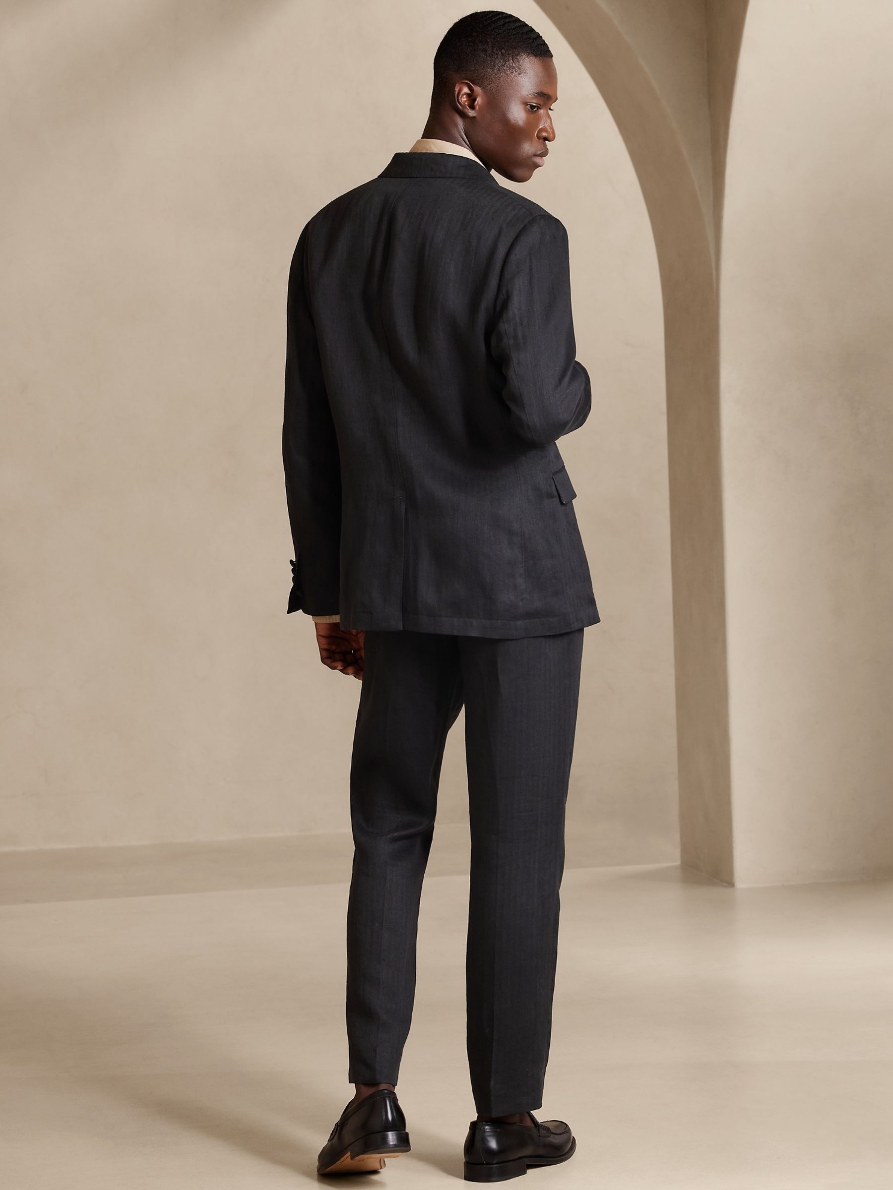 Banana Republic Black Gavin Linen Suit Jacket