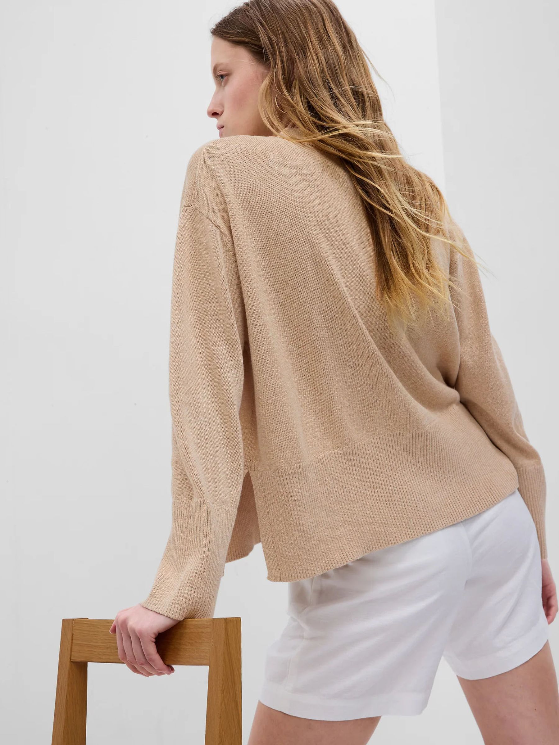 Long linen blend cardigan clearance