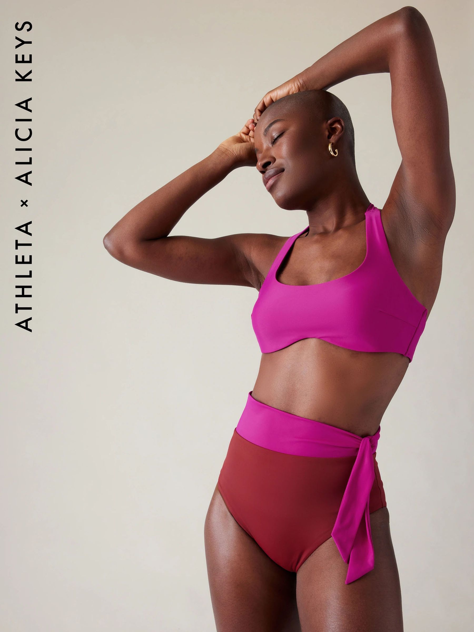 Athleta Red Alicia Keys Daybreak Halter Bikini Top