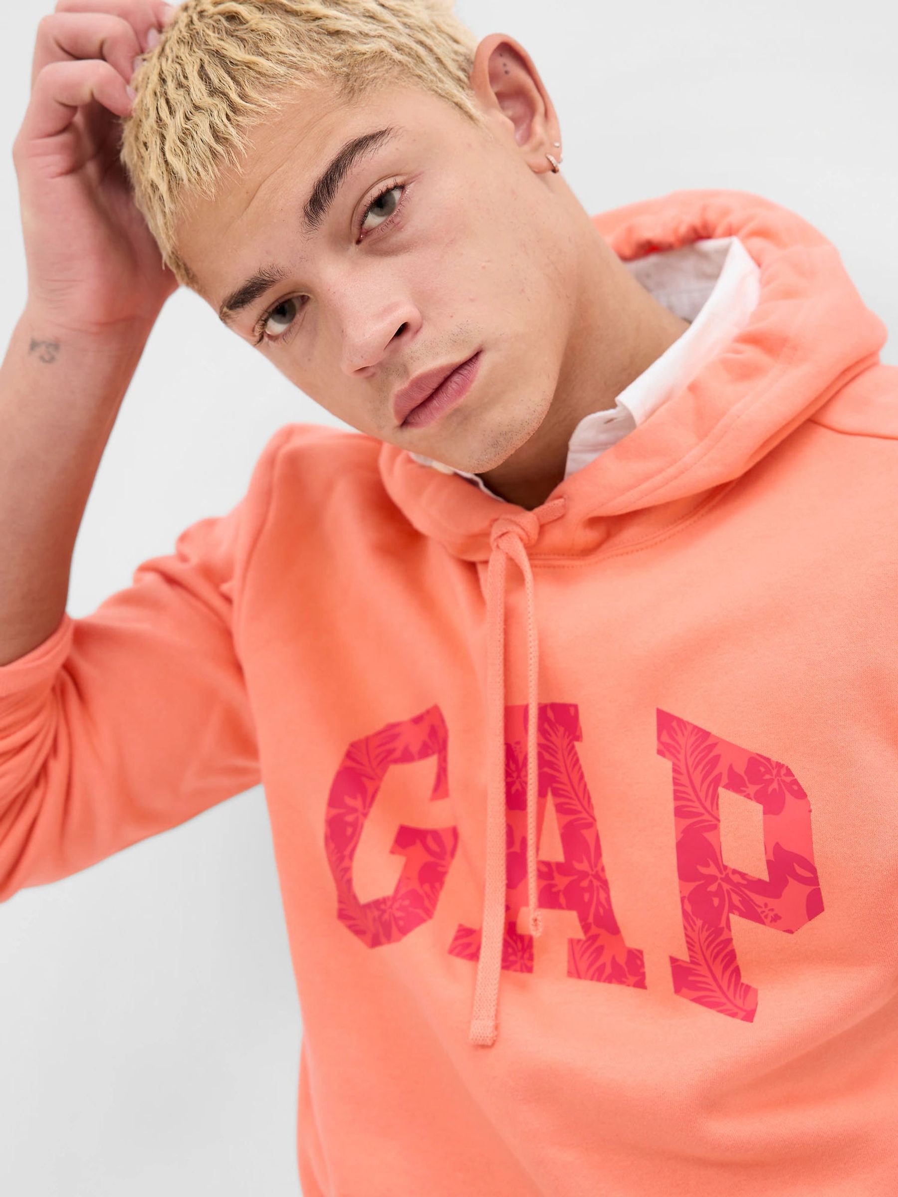 Buy Orange Tropical Arch Logo Hoodie from the Gap online shop