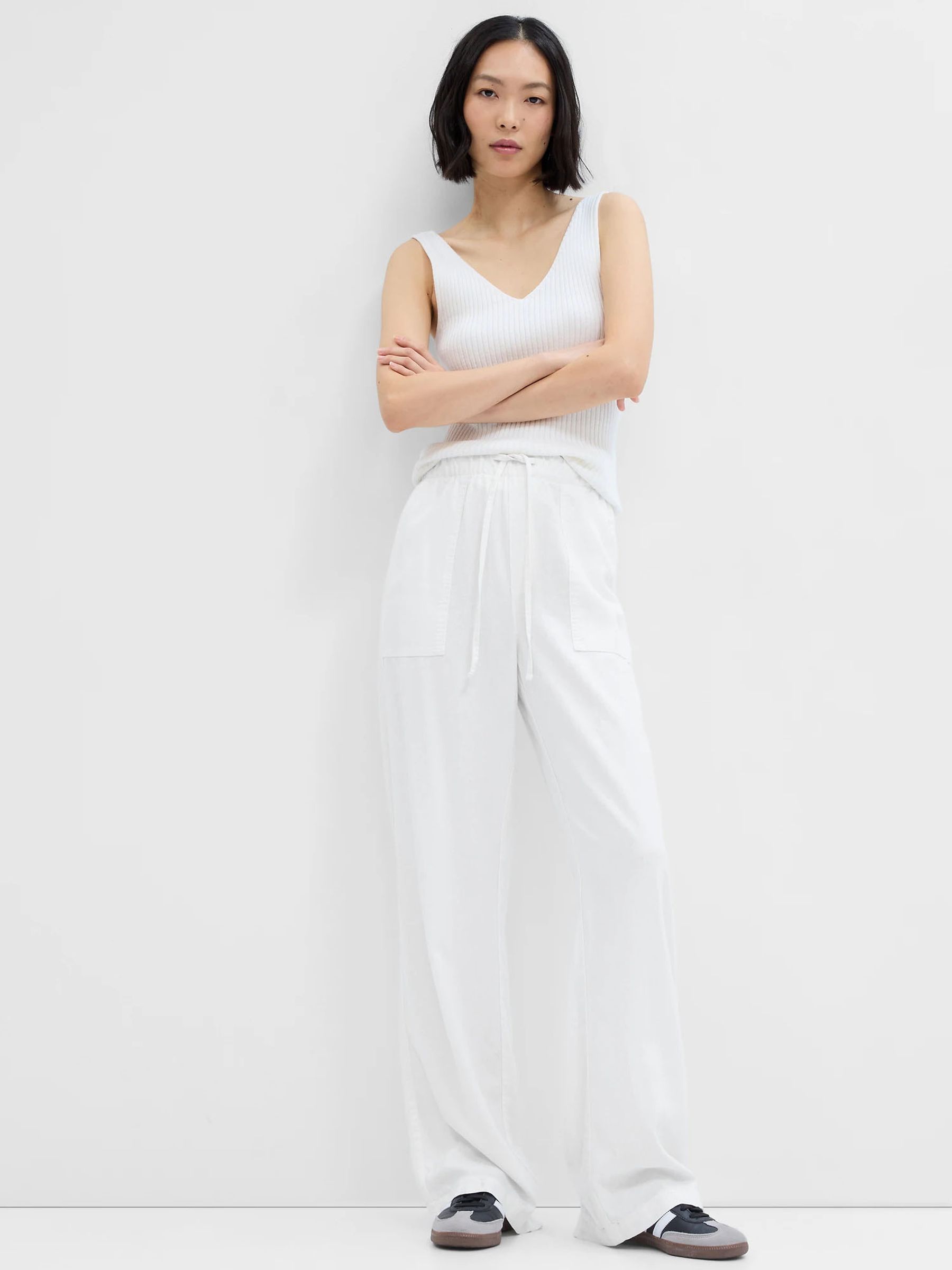 Gap white linen pants shop