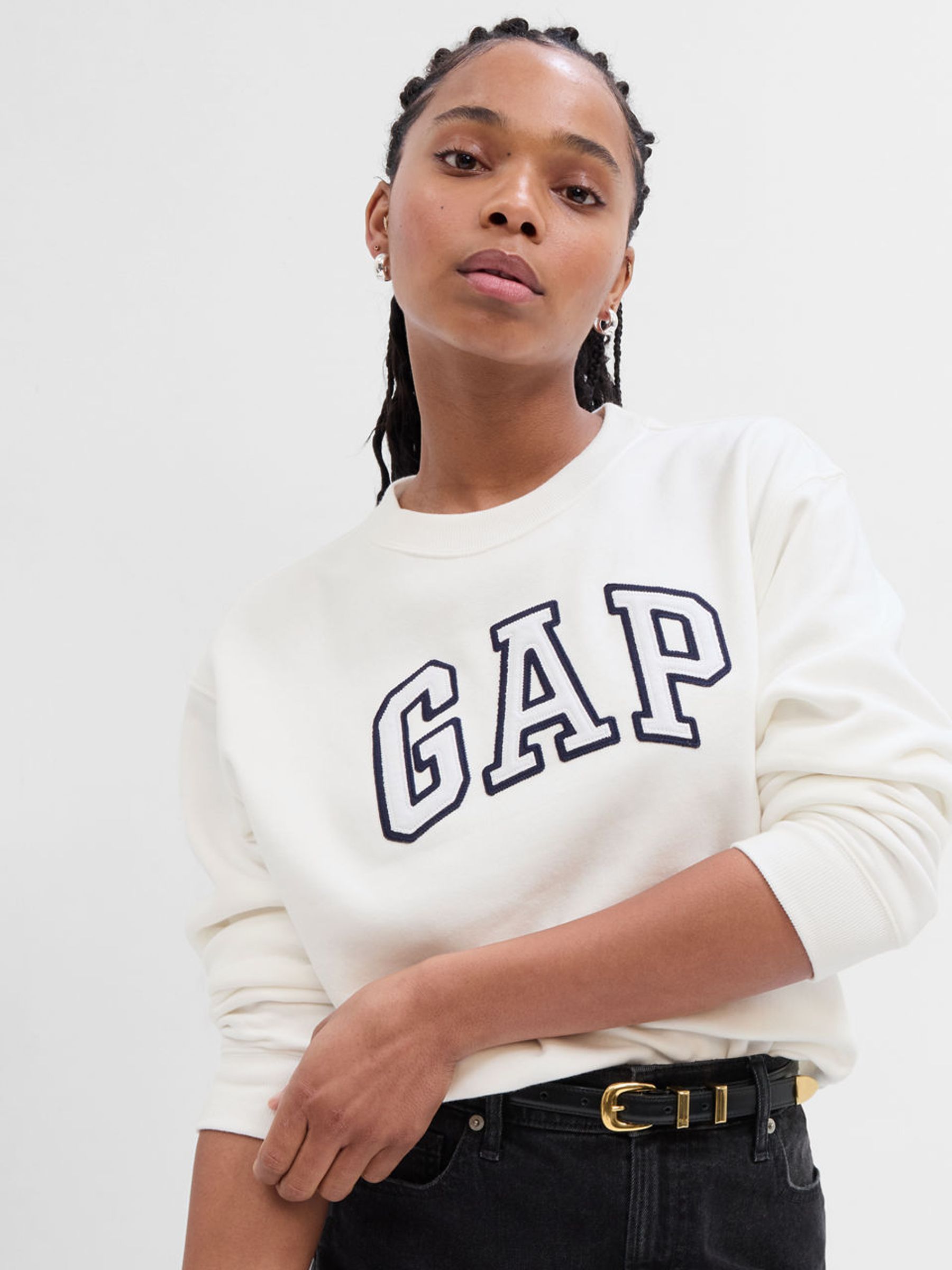 White Logo Crew Neck Sweatshirt