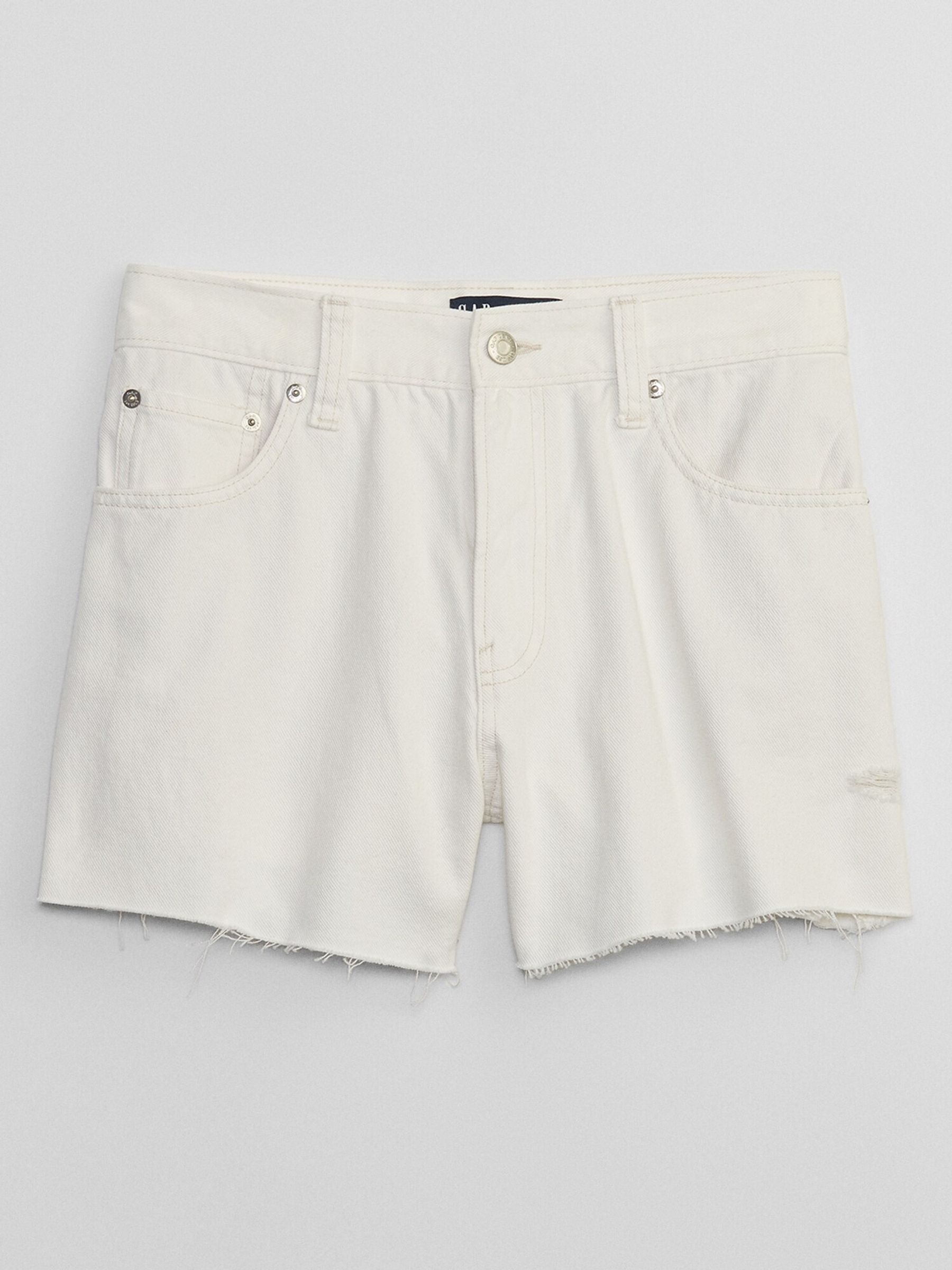 Buy White Mid Rise Distressed Denim Shorts from the Gap online shop