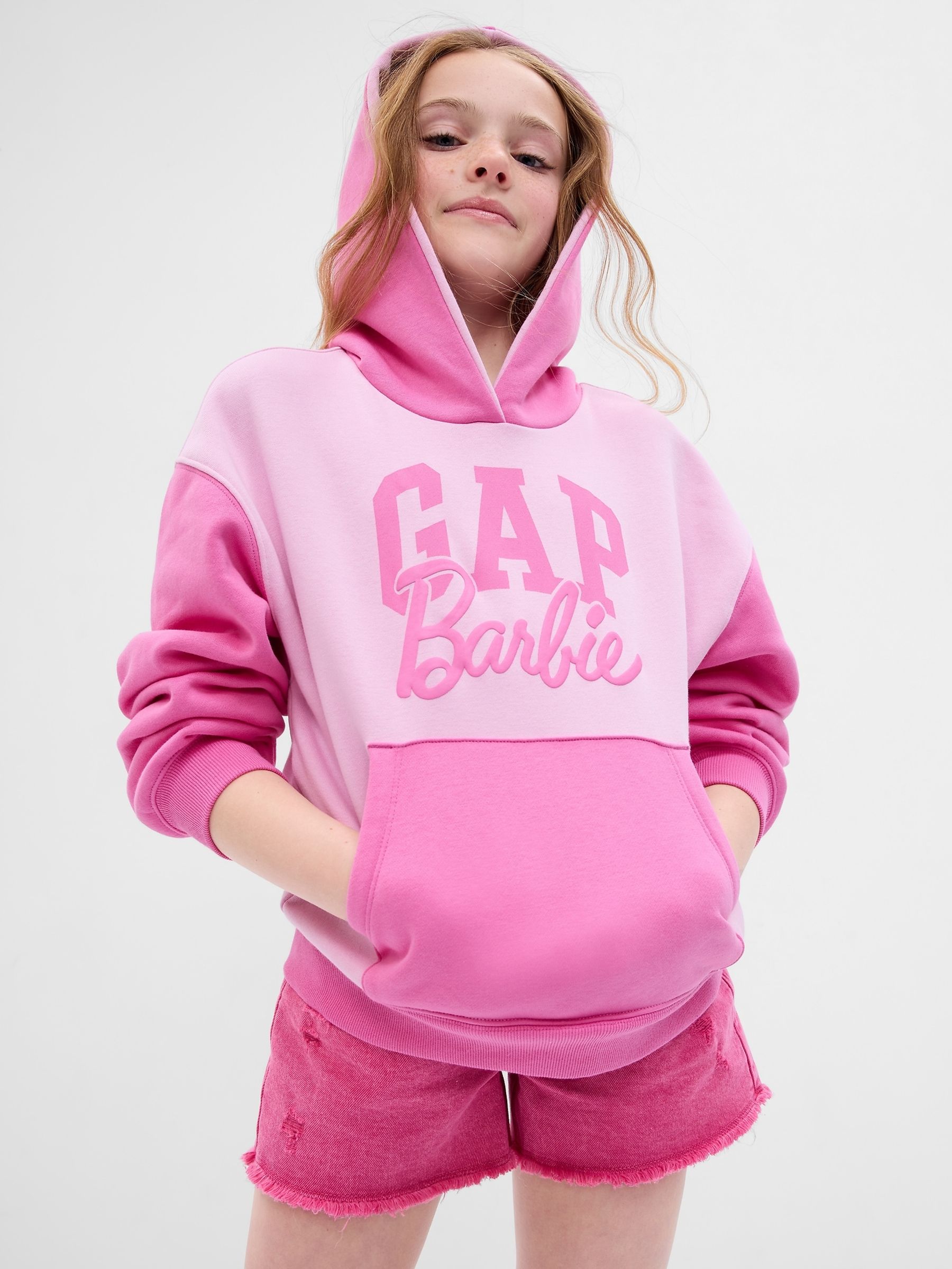 Buy Pink Barbie Arch Logo Hoodie Kids from the Gap online shop