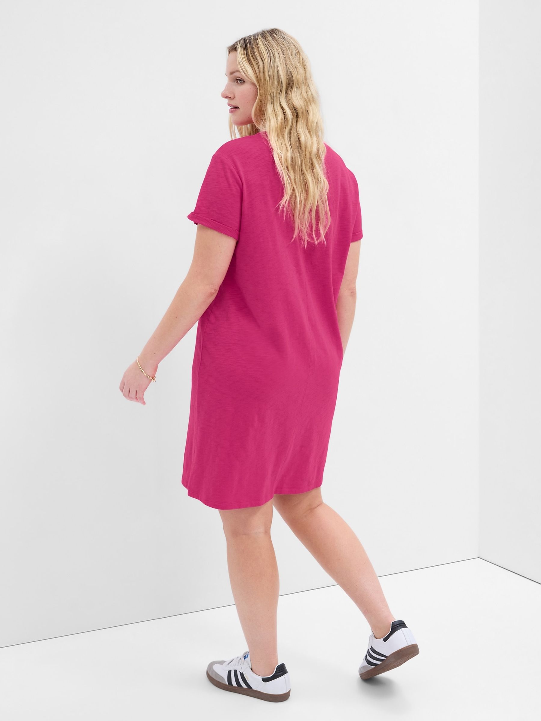 Buy Pink Crew Neck Pocket T Shirt Dress from the Gap online shop