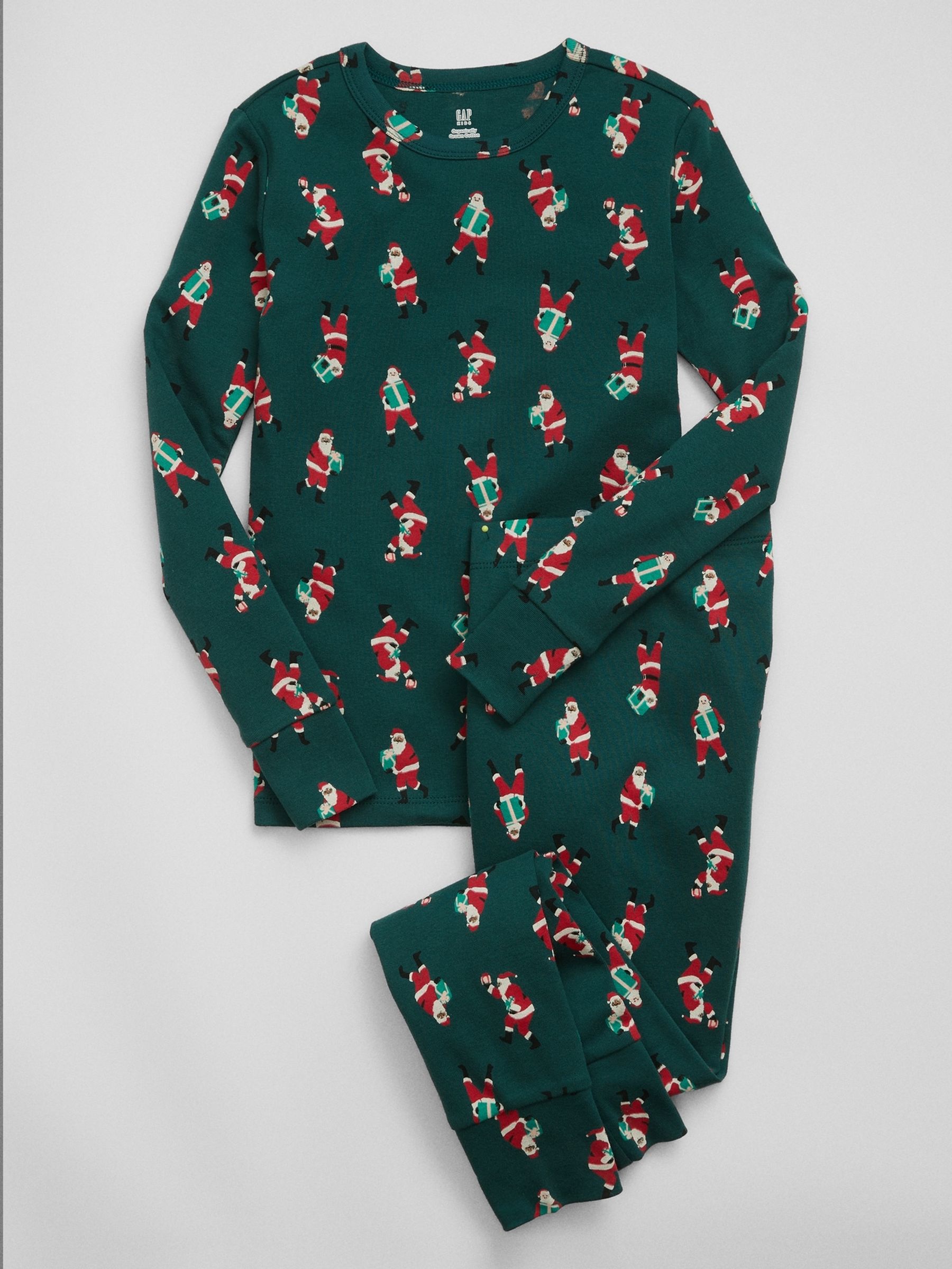 Green Santa Family Christmas Kids Pyjamas