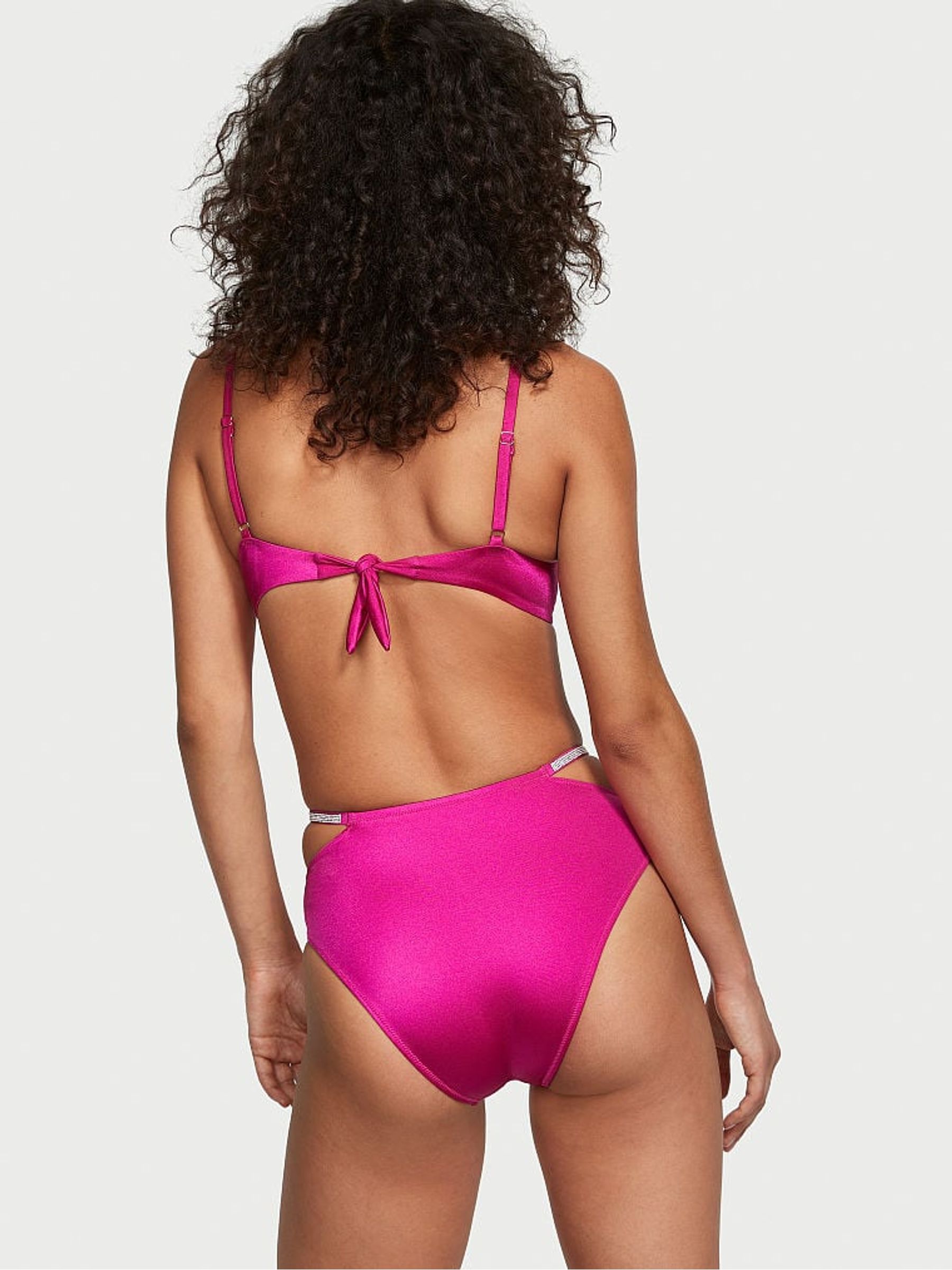 Buy Victoria s Secret Berry Blush Pink High Waisted Shine Strap Swim Bikini Bottom from the Victoria s Secret UK online shop