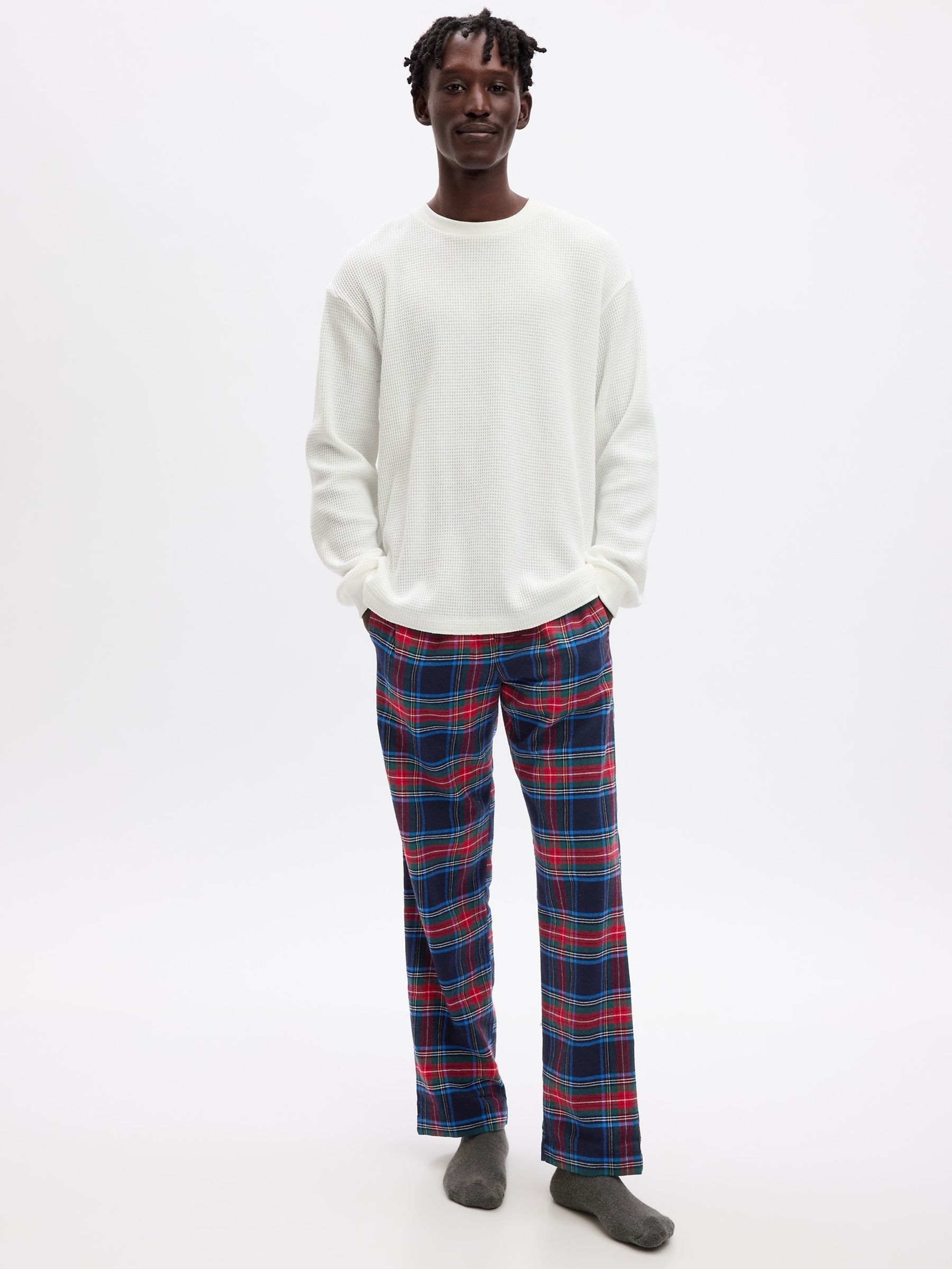 Blue Red Flannel Check Pyjama Bottoms