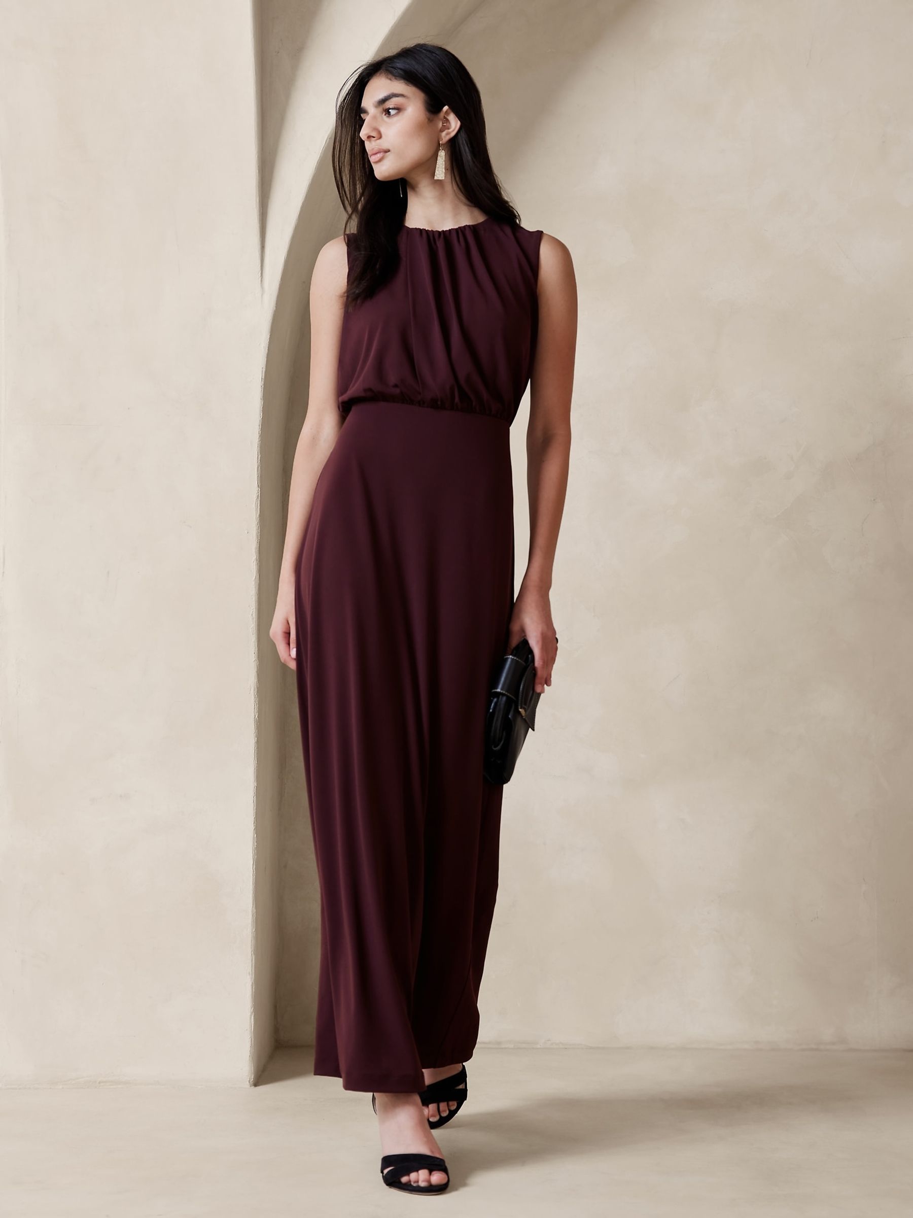 Buy Banana Republic Burgundy Purple Aura Jersey Maxi Dress from the Gap online shop