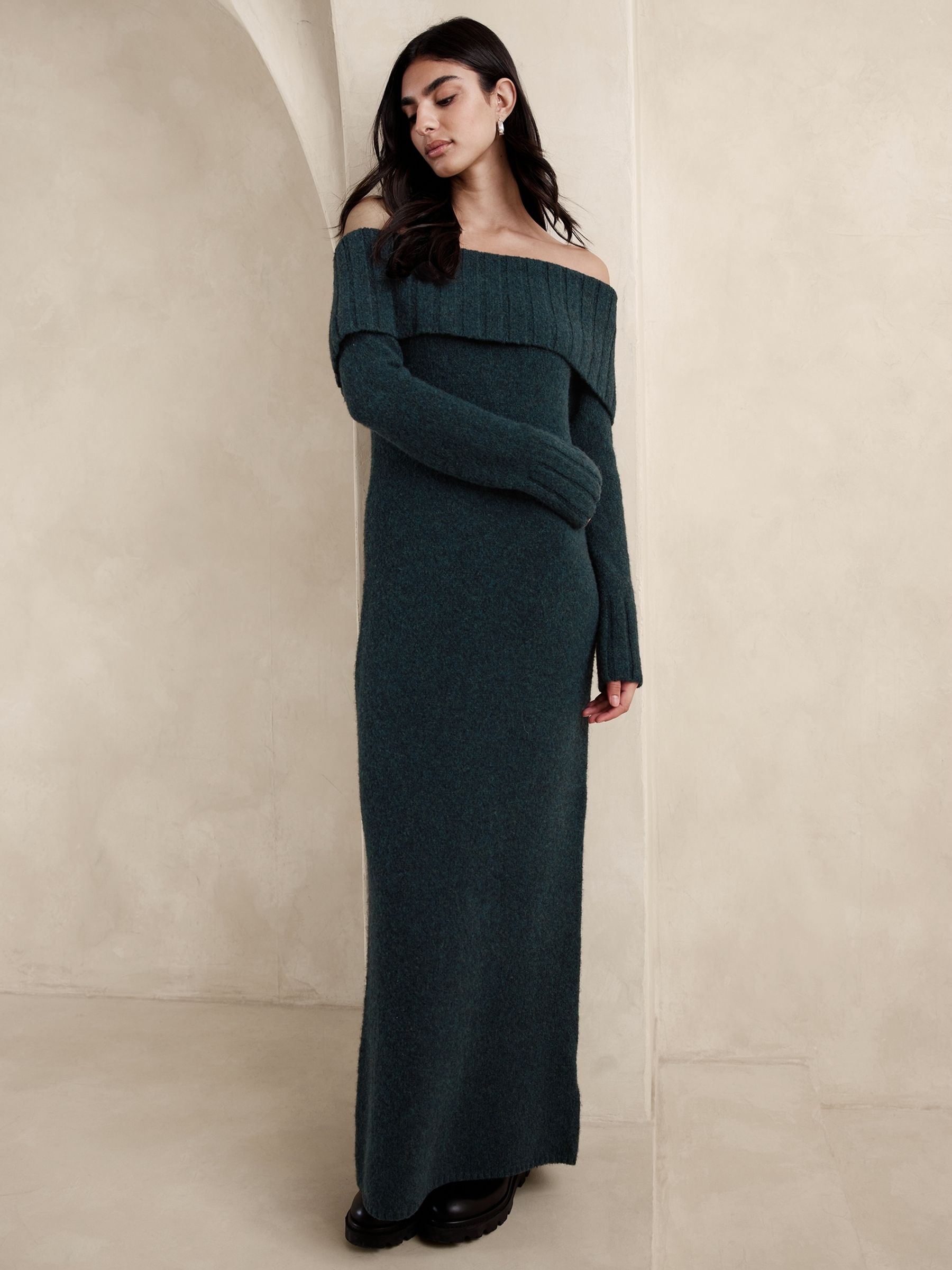 Buy Banana Republic Green Rosie Off Shoulder Jumper Dress from the Gap online shop
