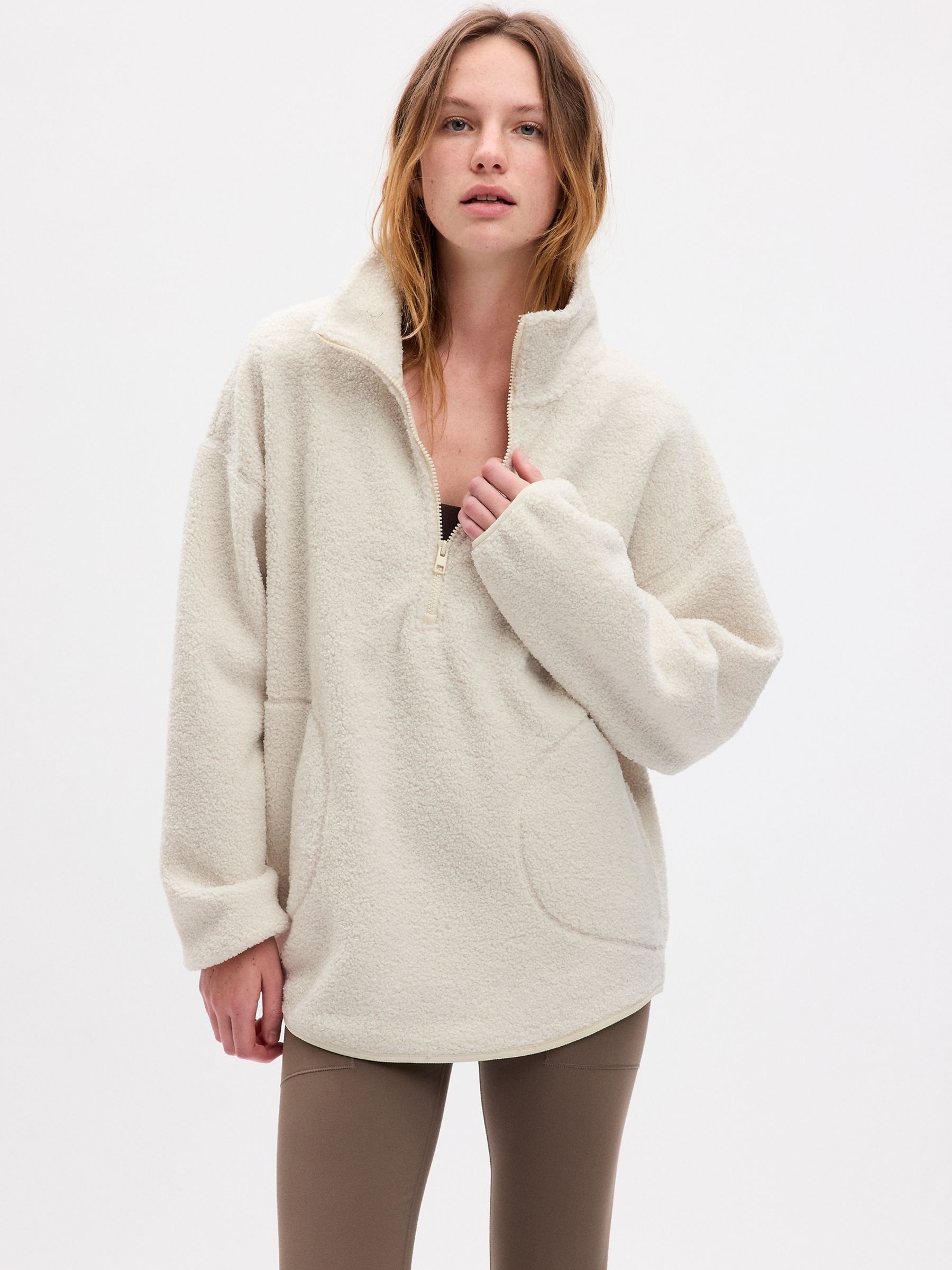Half zip fluffy pullover discount