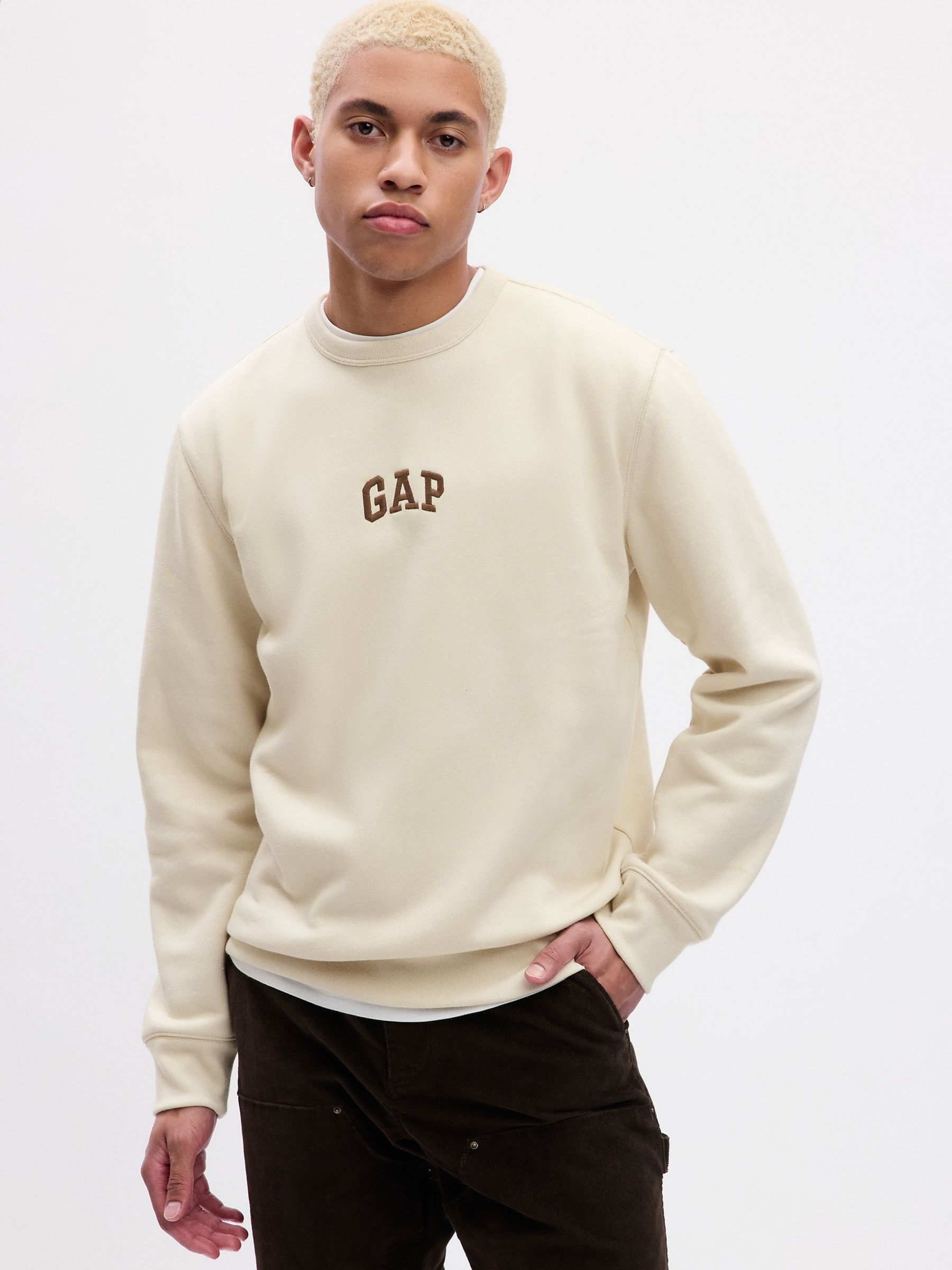 Buy Beige arch Logo Crew Neck Sweatshirt from the Gap online shop