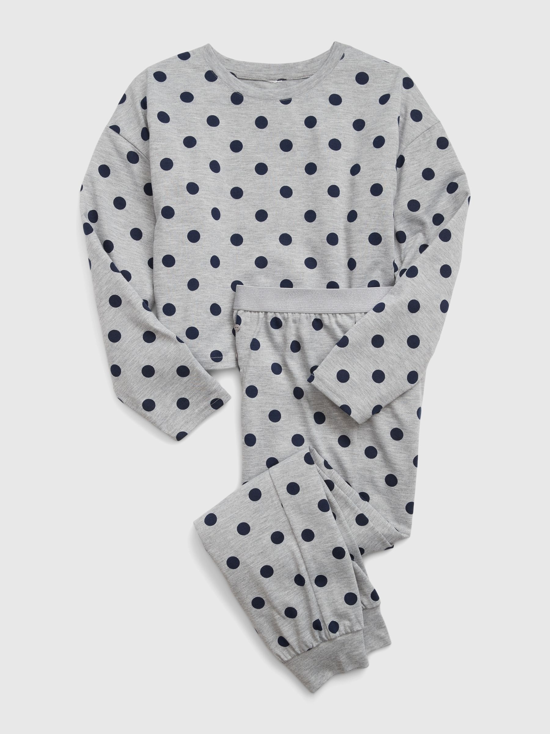 Grey Print Long Sleeve Crew Neck Pyjama Set 6 13yrs