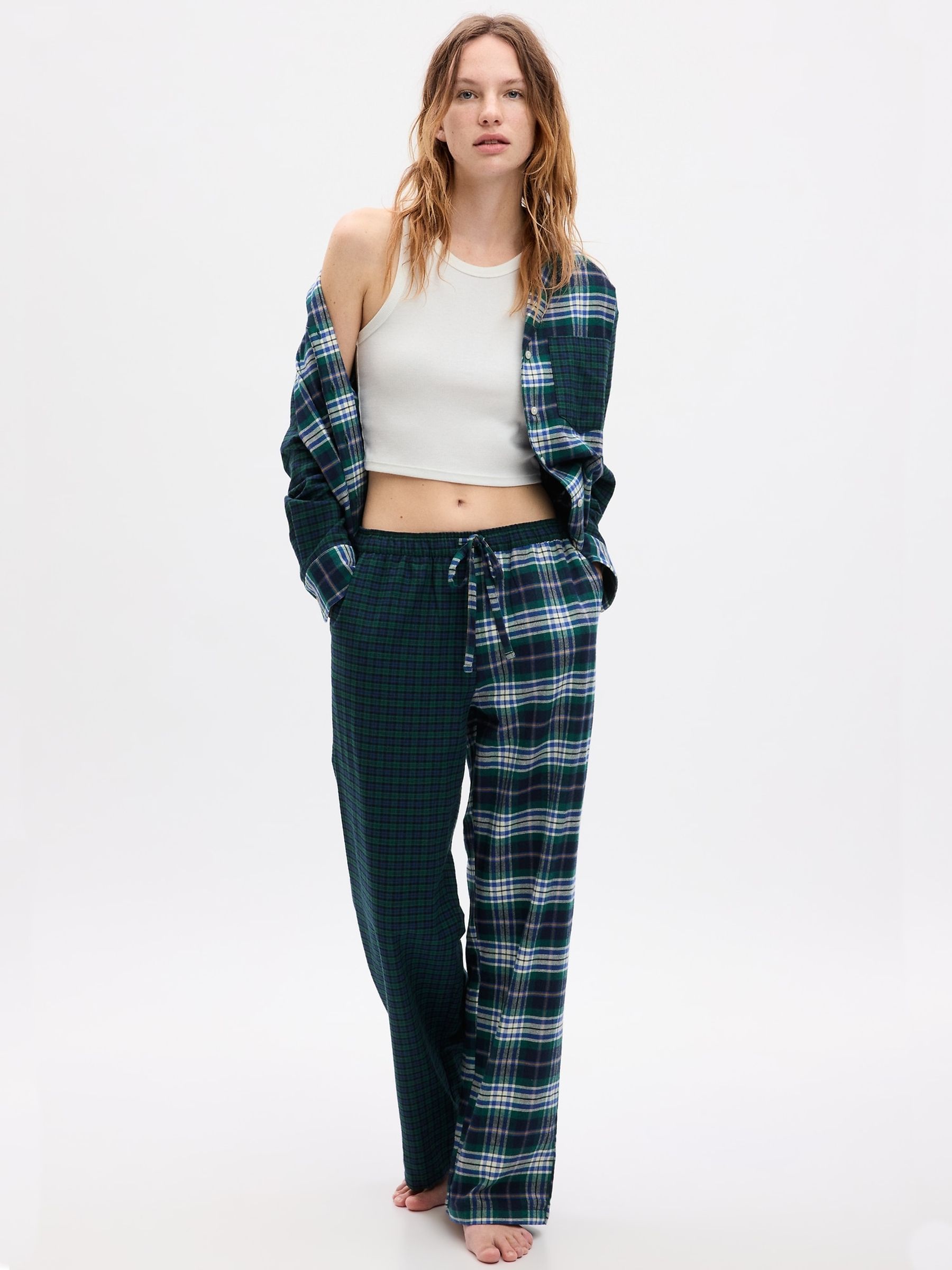 Blue Tartan Flannel Pyjama Bottoms