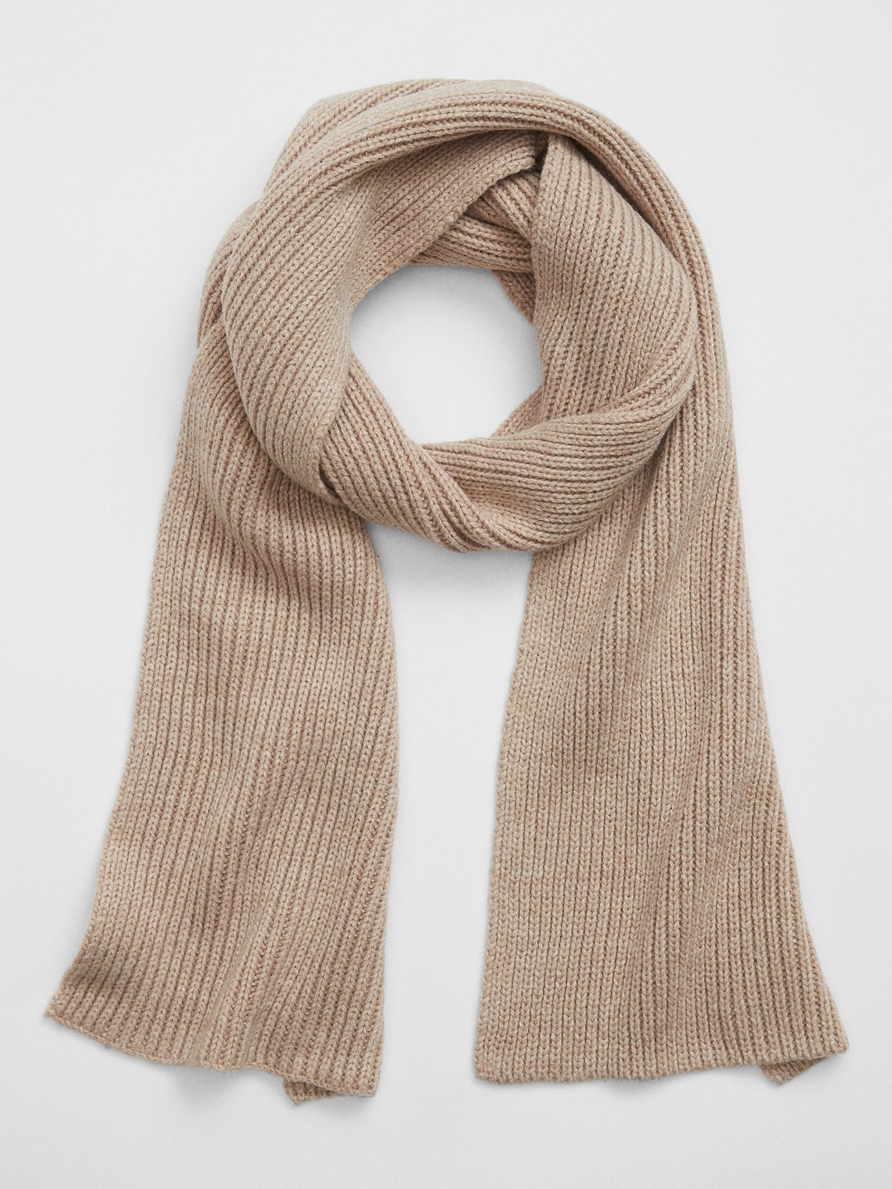 Beige Ribbed Cotton Scarf