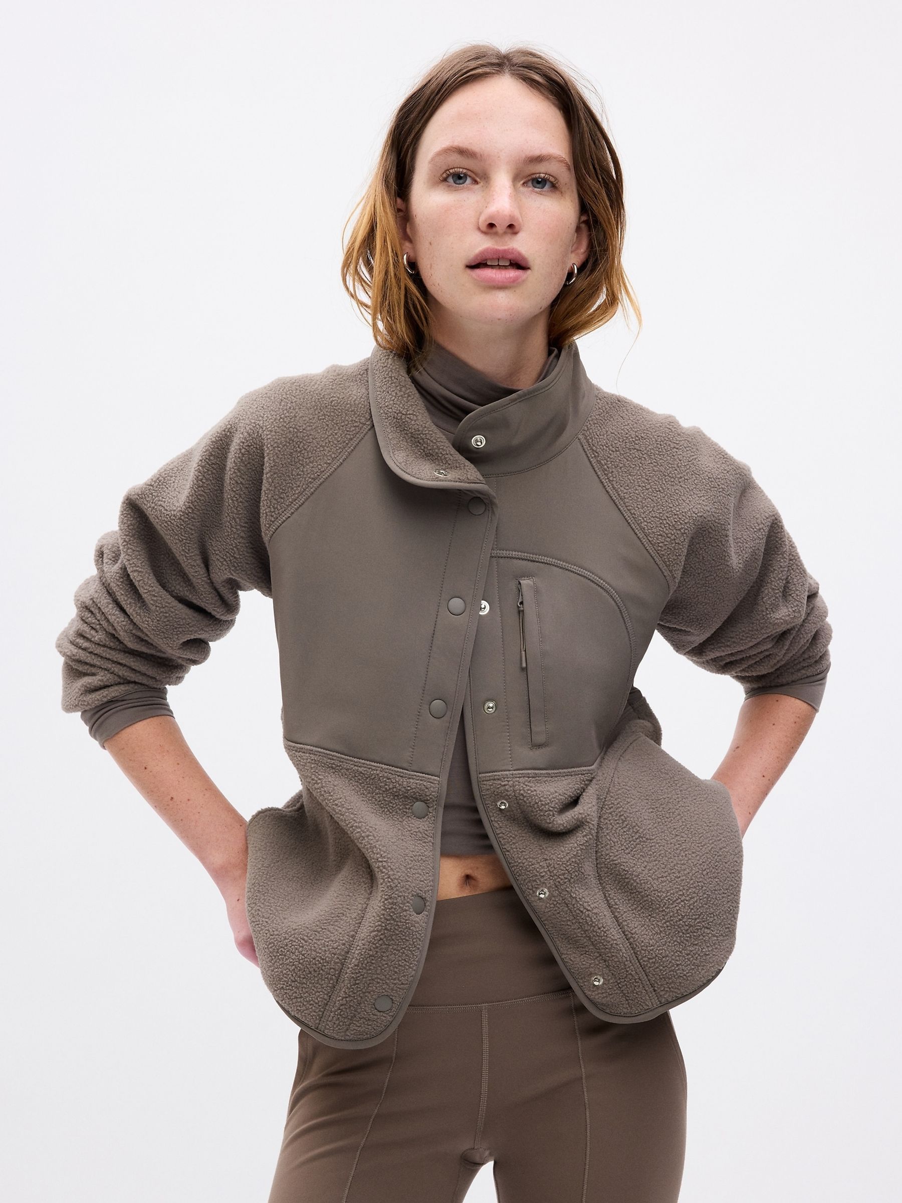 Slim fit fleece jacket shop