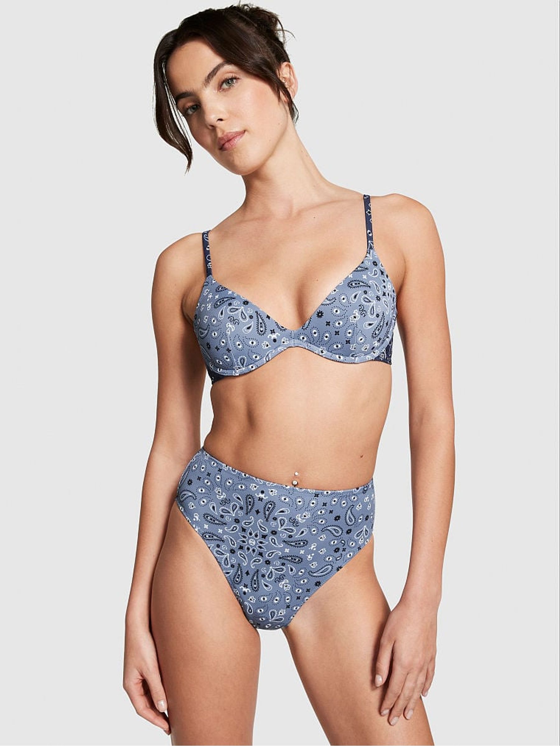 Buy Victoria s Secret Midnight Navy Blue Bandana Push Up Bikini Top from the Victoria s Secret UK online shop