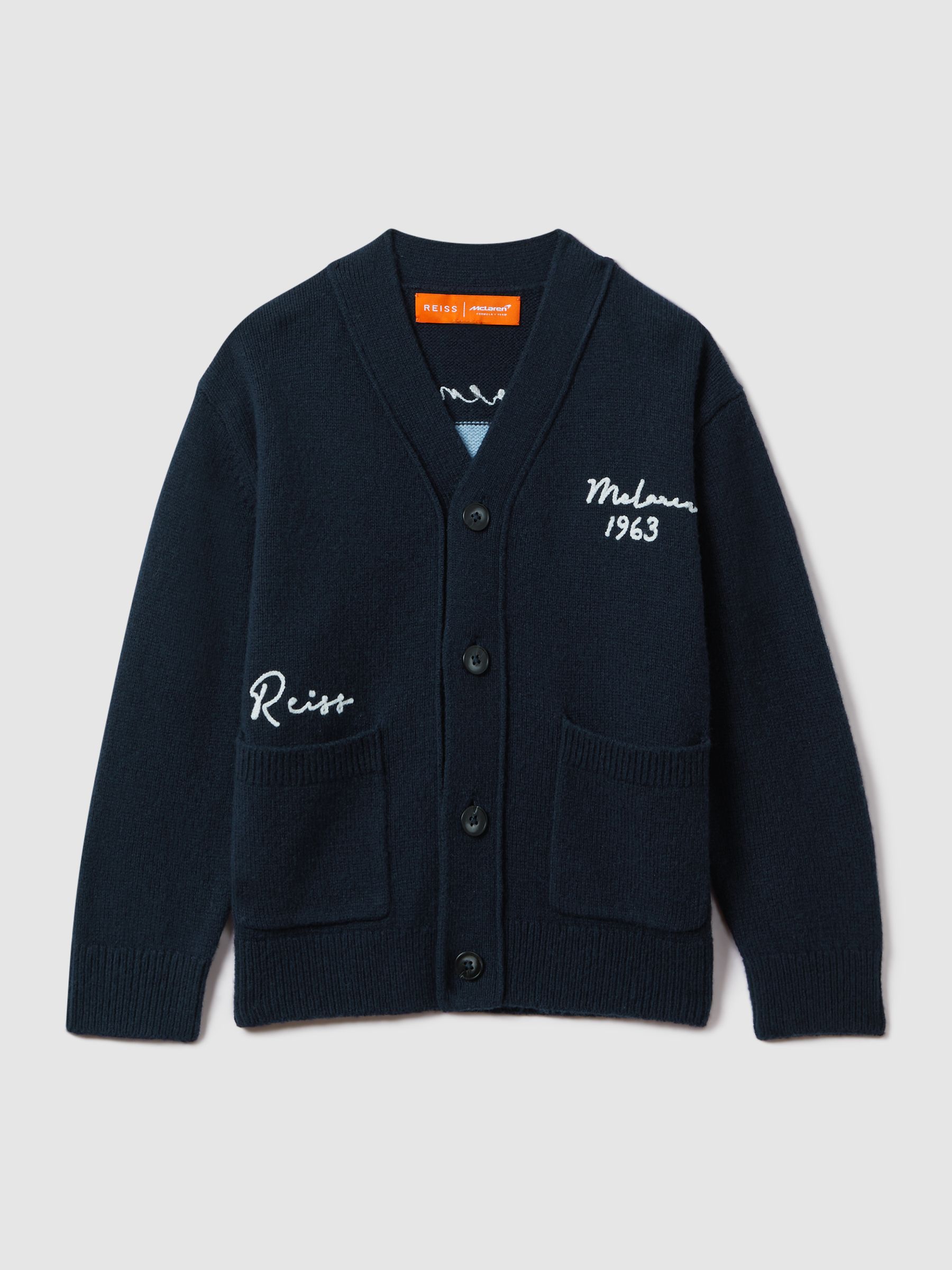 Reiss 13 14 yrs McLaren F1 Intarsia Cardigan in Navy REISS