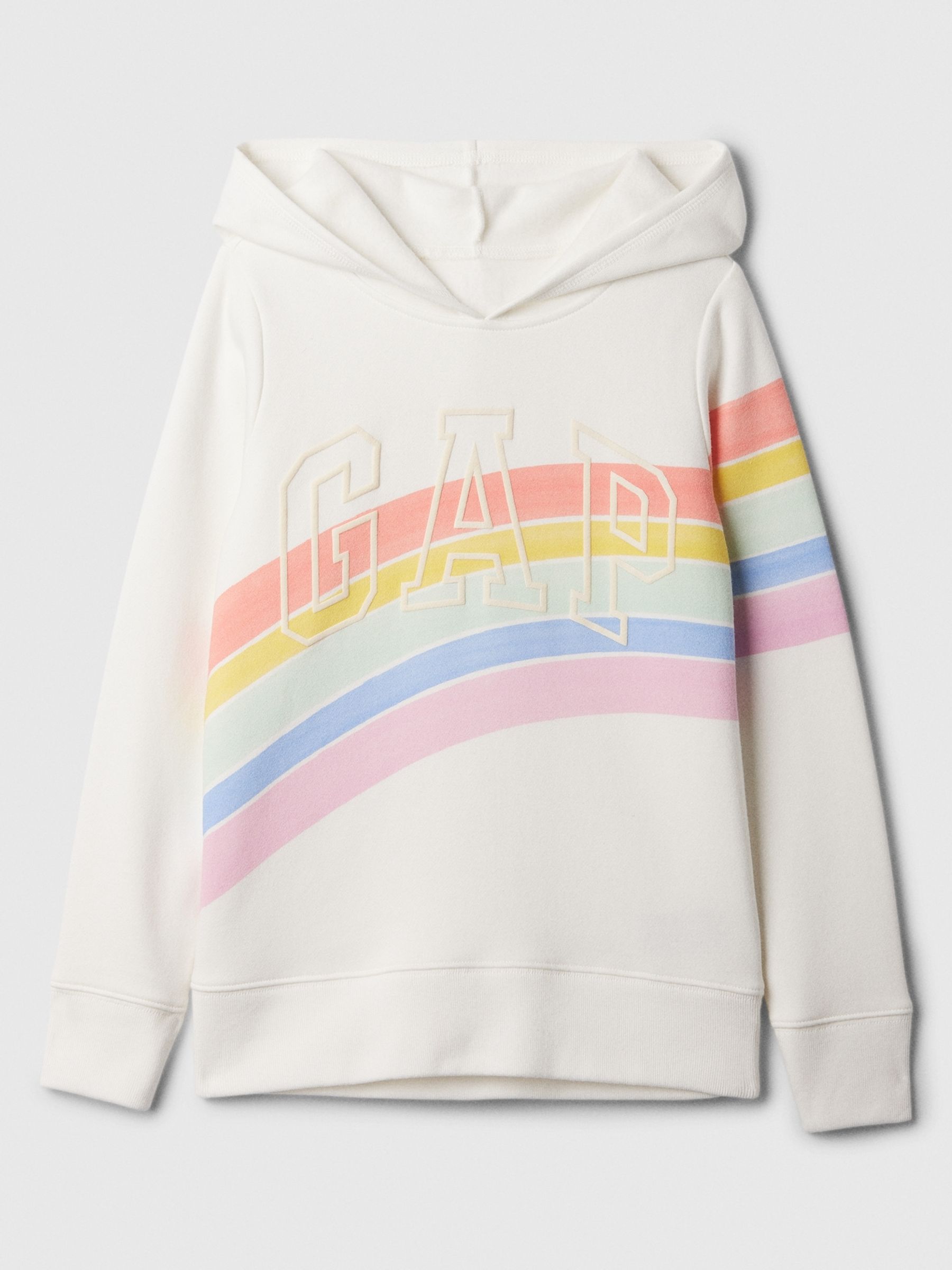 White Rainbow Logo Graphic Print Hoodie 4 13yrs Gap
