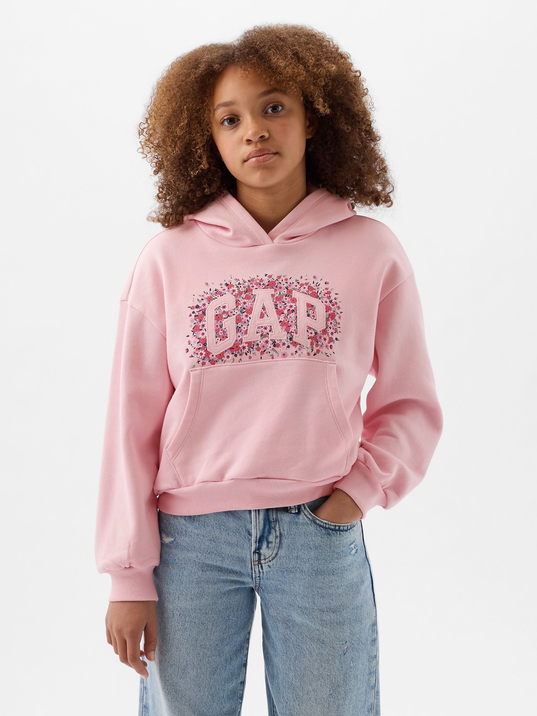 Pink embroidered hoodie cheap