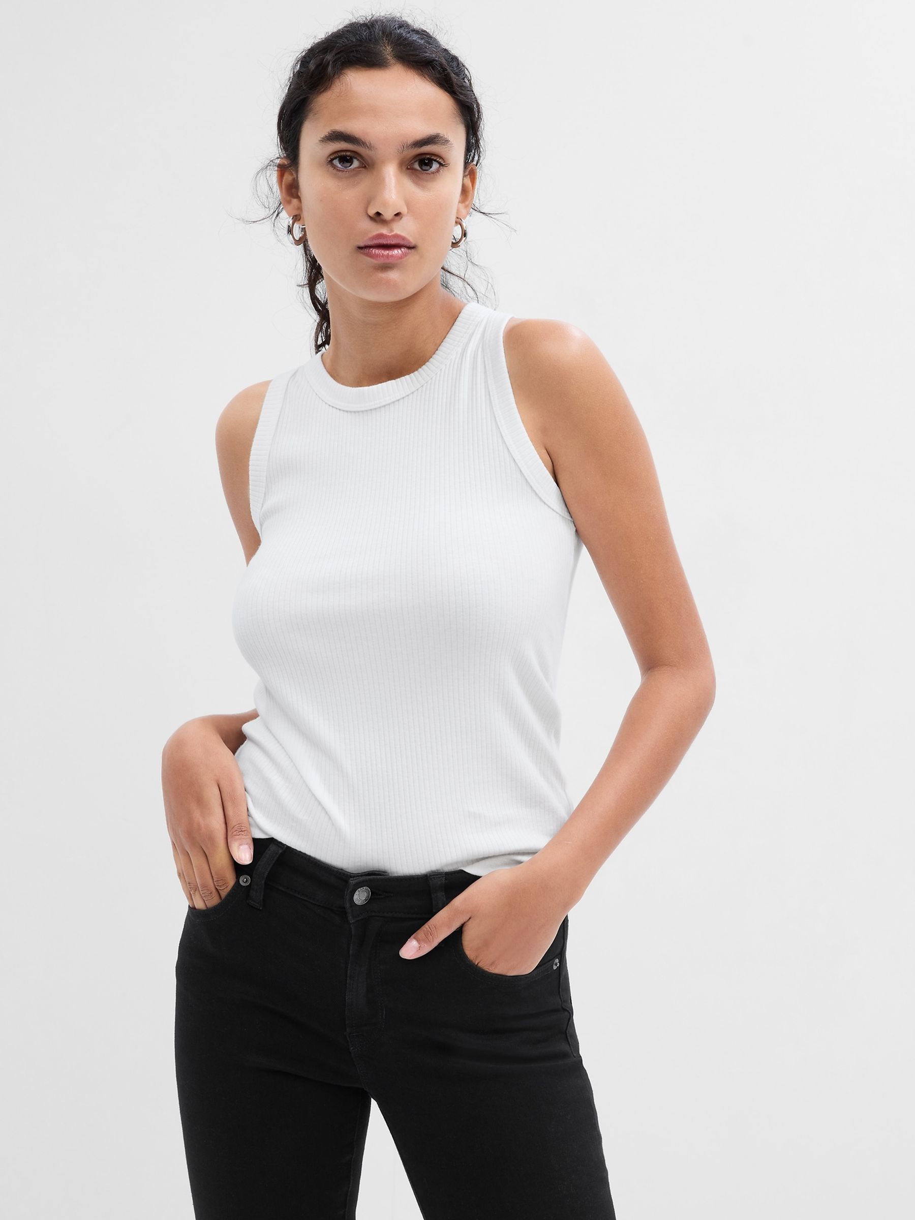 White high neck vest top top