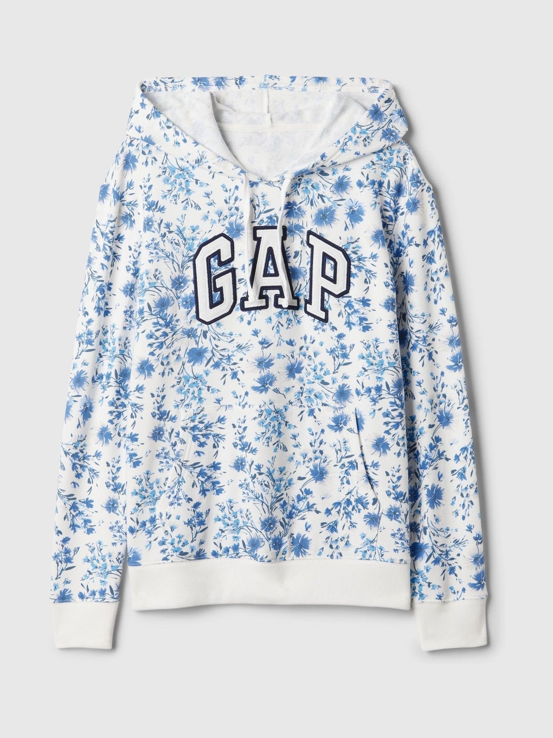 Blue Logo Floral Print Hoodie