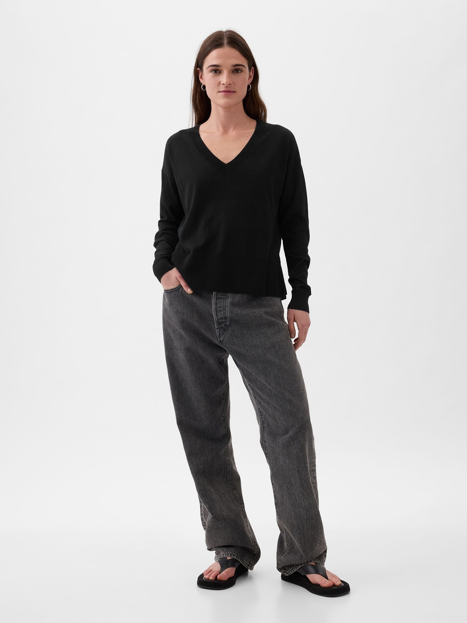 Black linen jumper new arrivals
