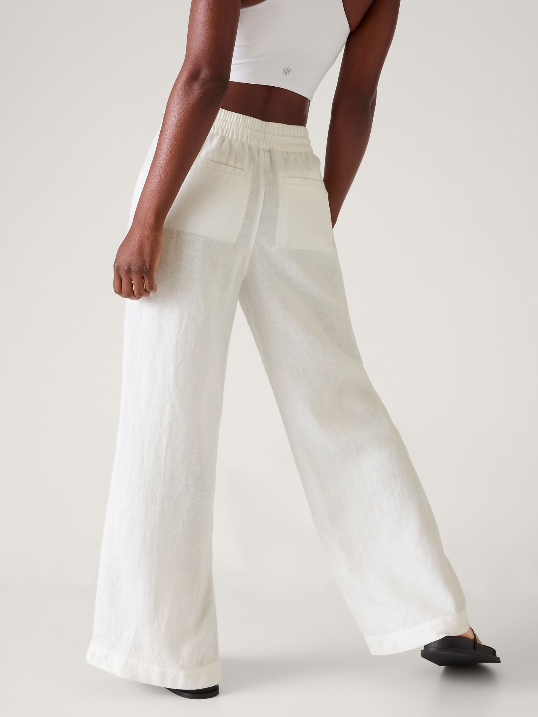 Off white linen trousers store