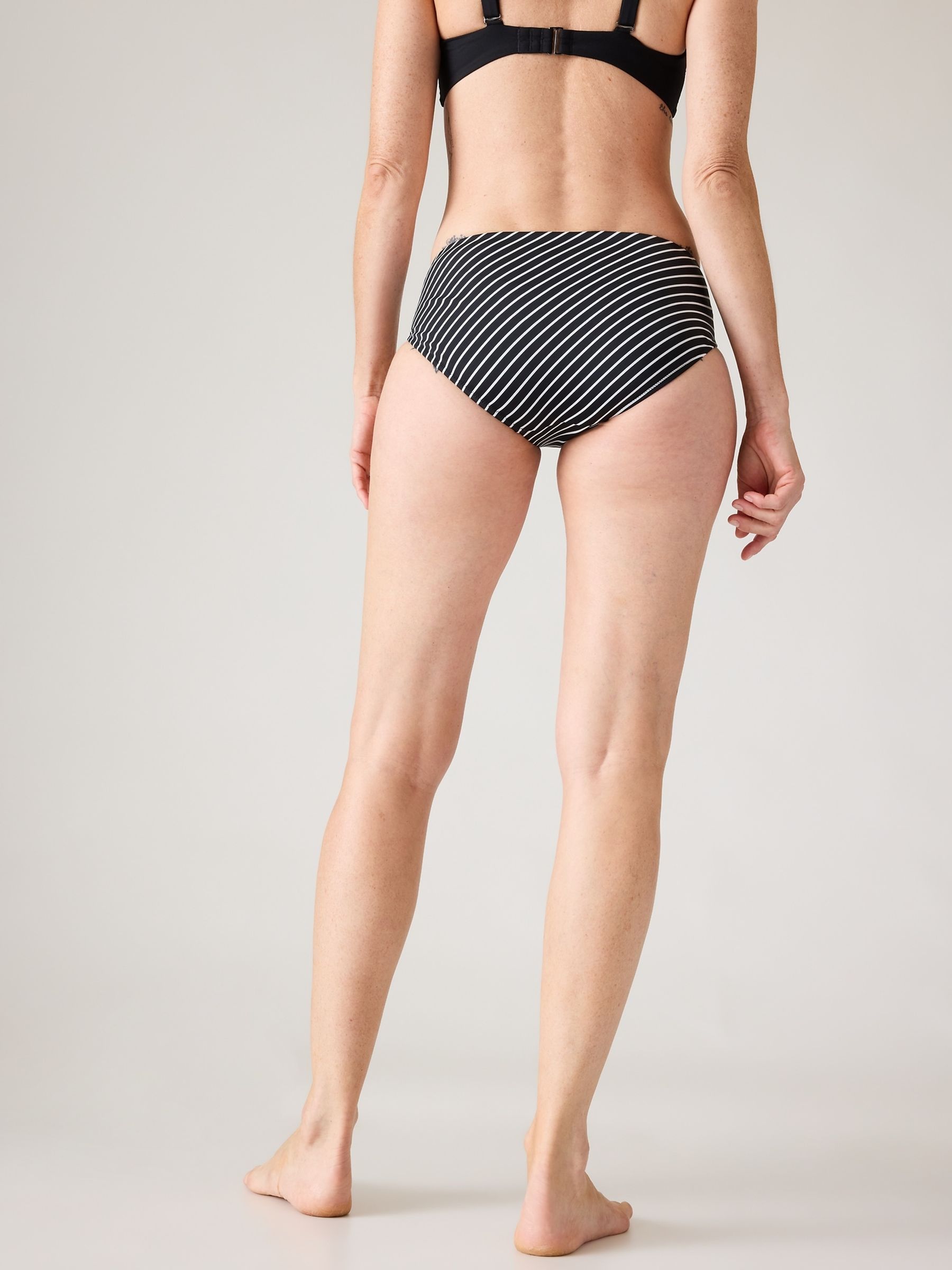 Athleta Black White Stripe Clean Full Swim Bottom Bikini
