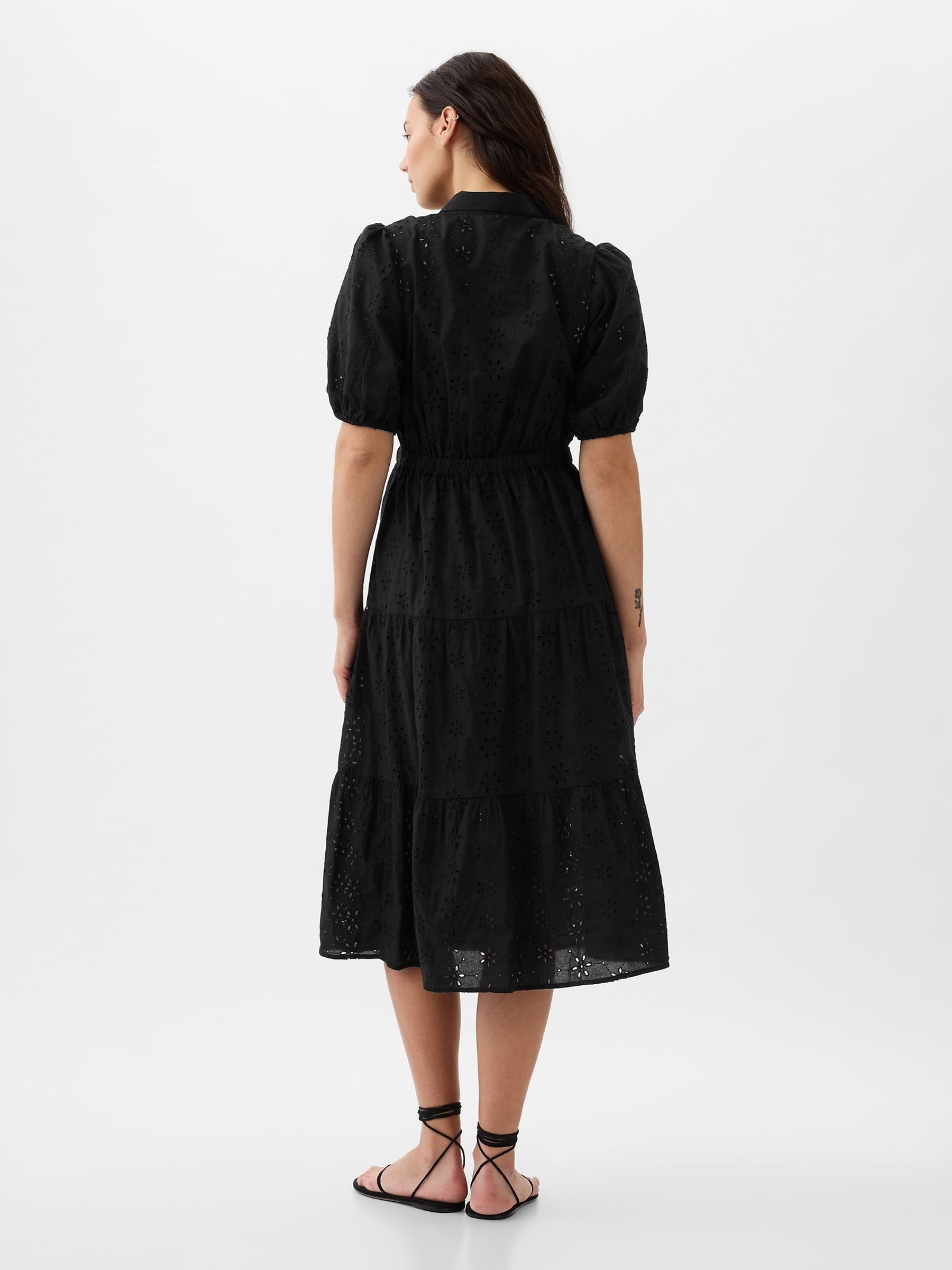 Midi wrap dress in allover eyelet cheap