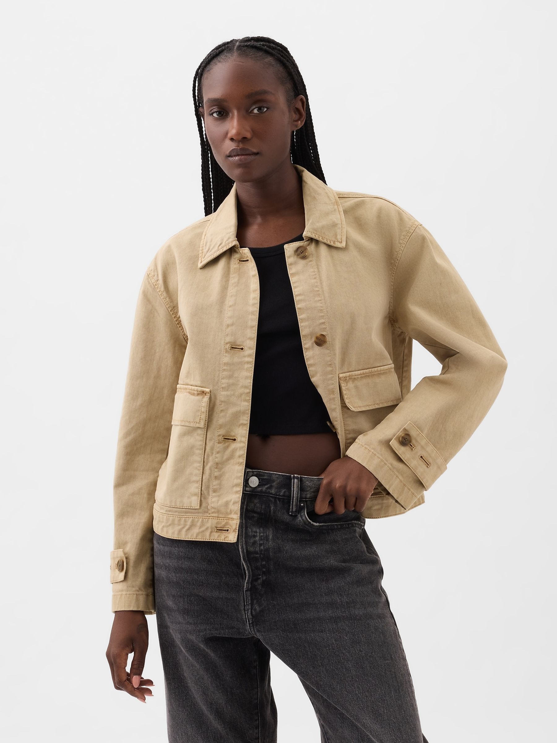 Beige Relaxed Utility Jacket
