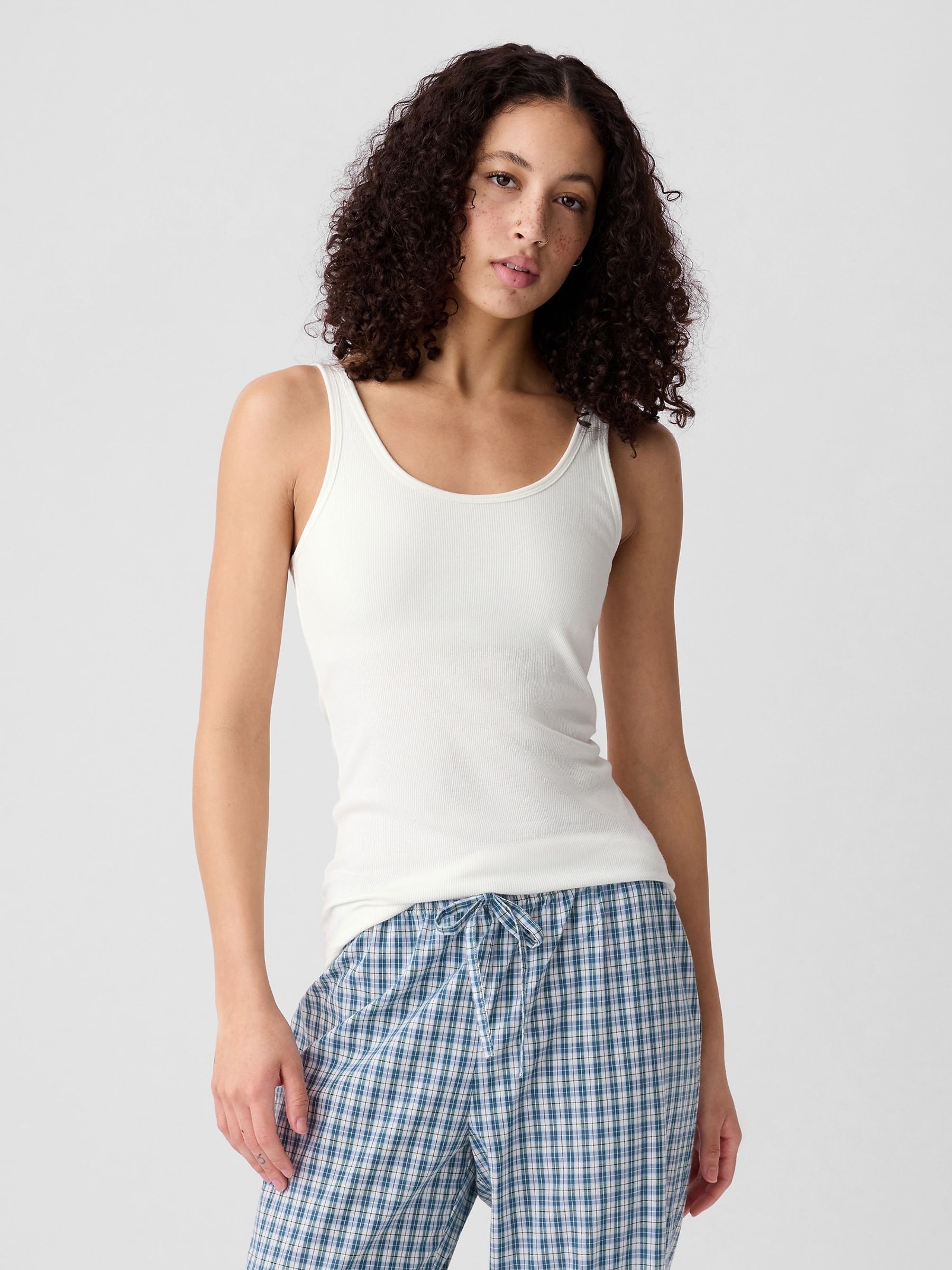 Buy White Ribbed Support Vest from the Gap online shop