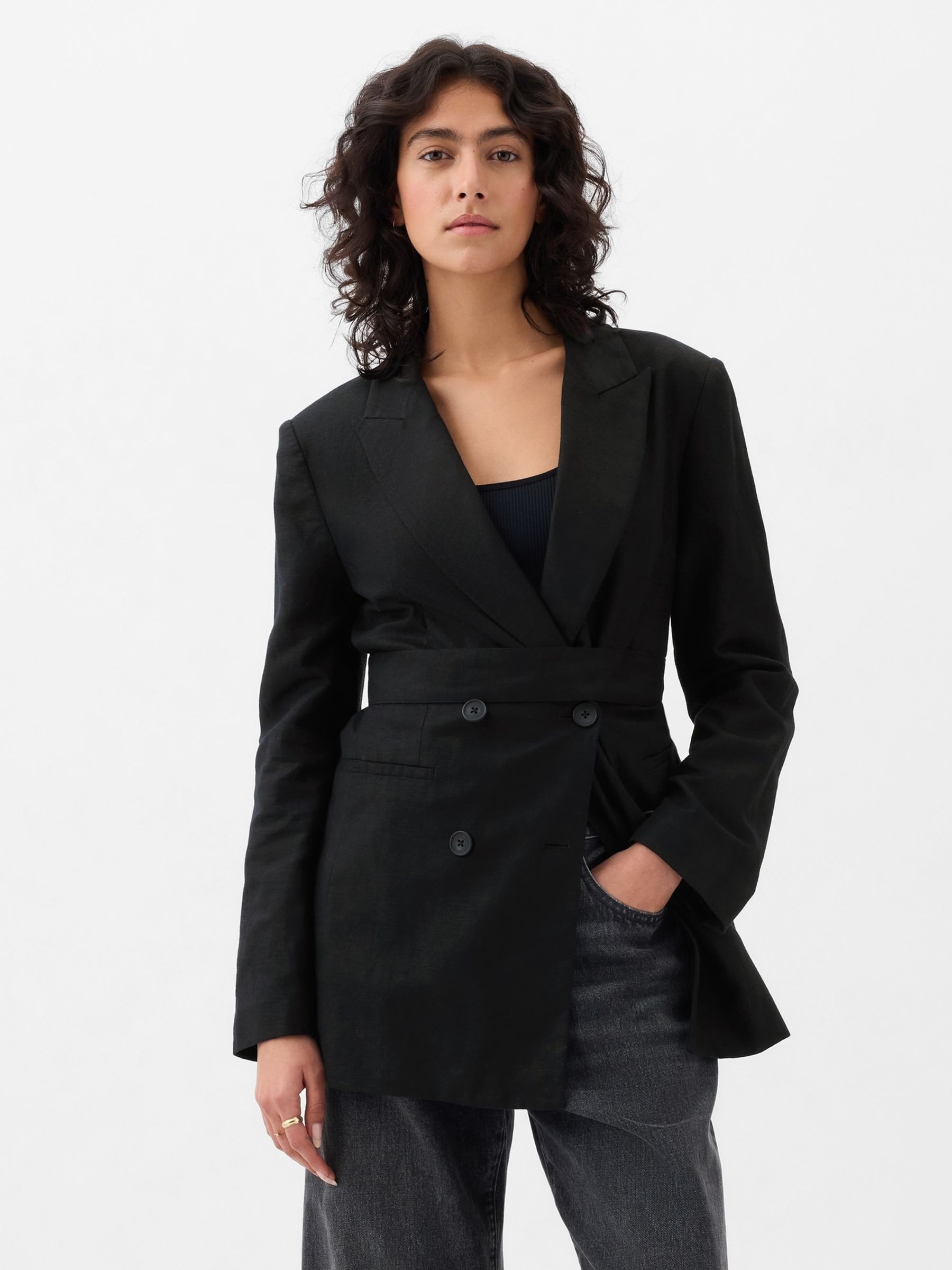 Womens black cotton blazer on sale