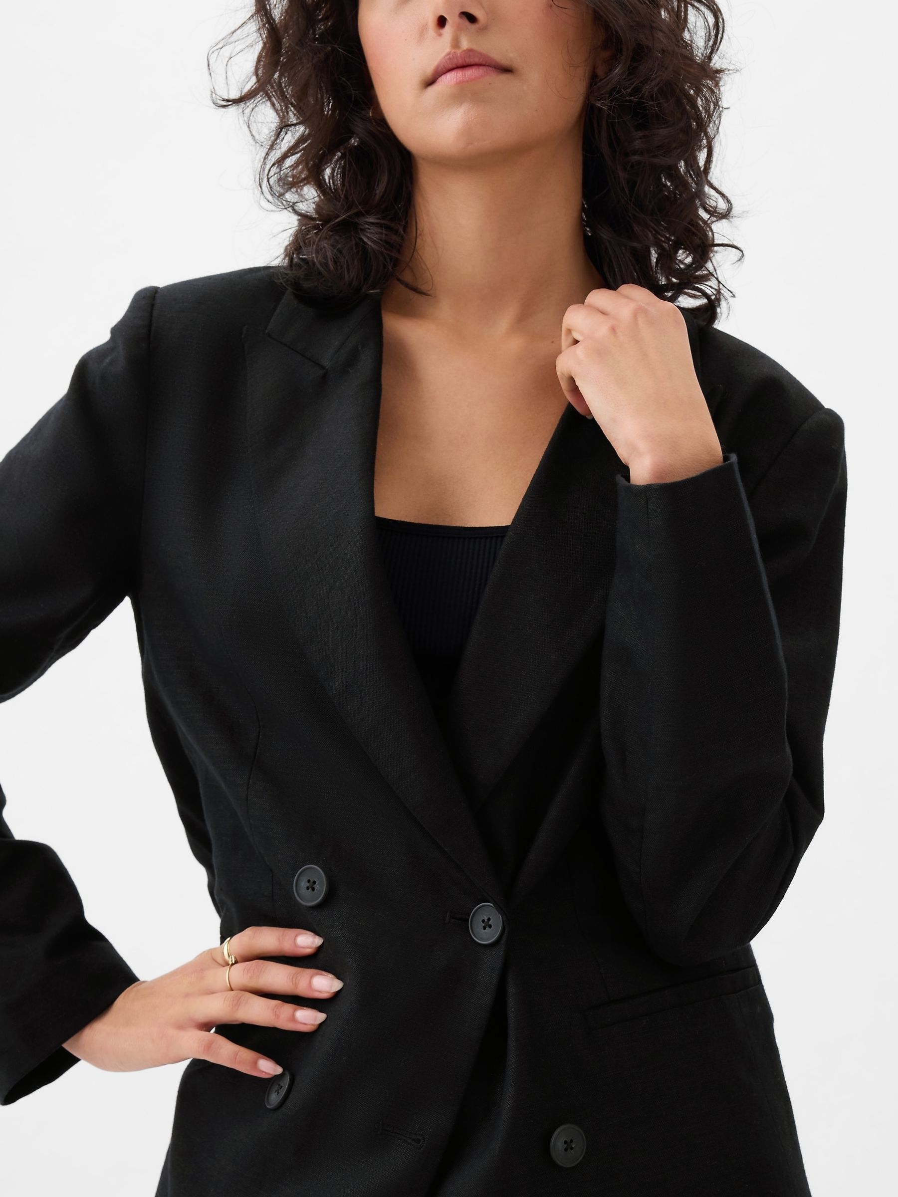 Womens black cotton blazer best sale