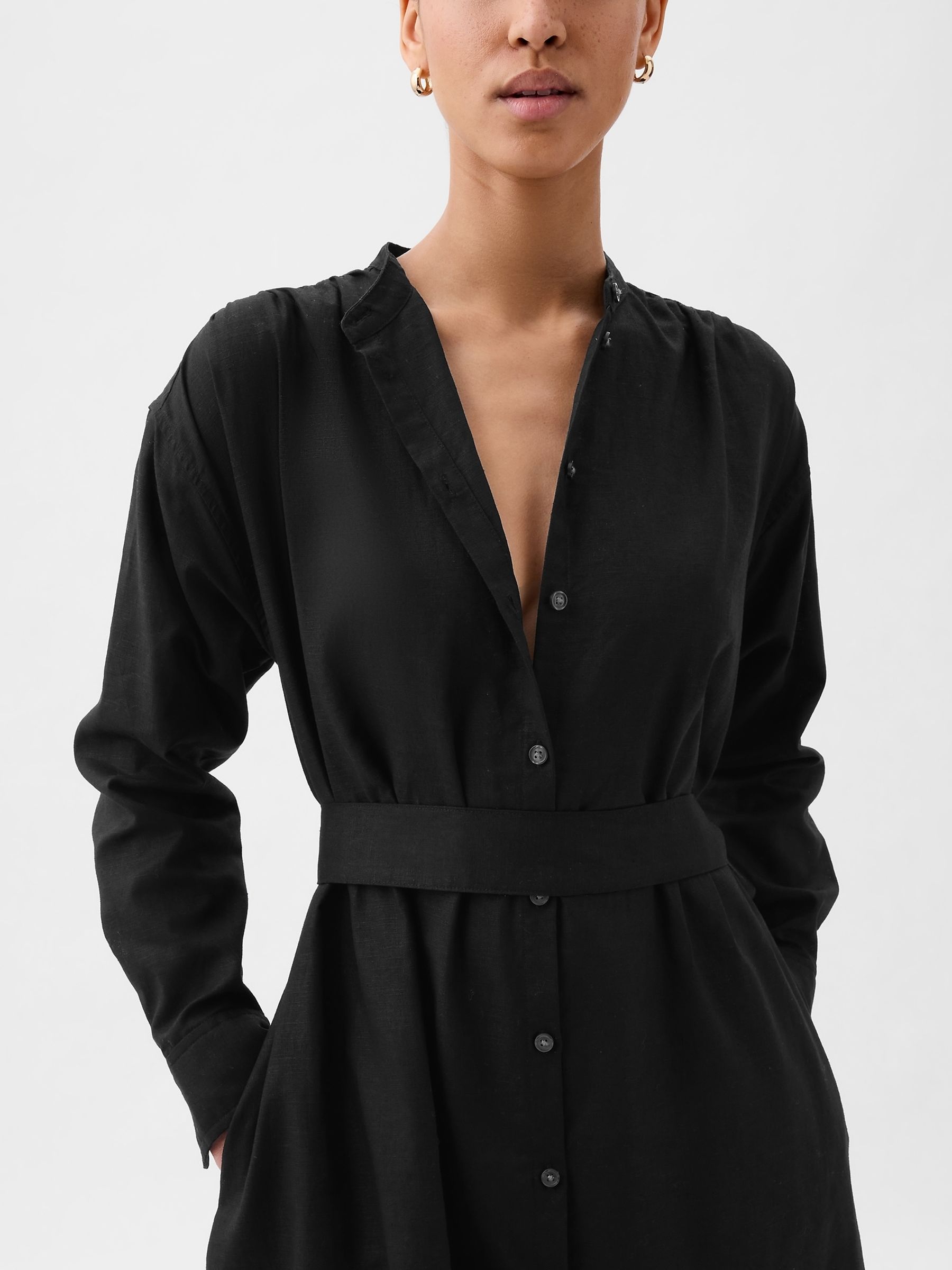 Black shirt dress long sleeve hot sale