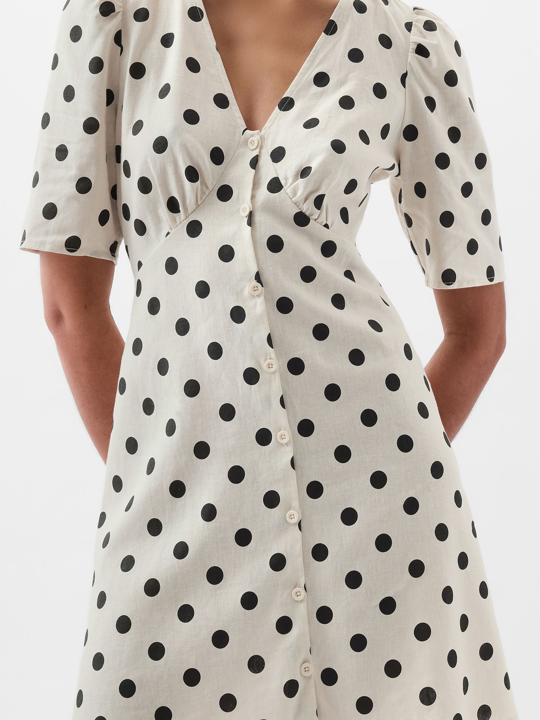 Buy White Linen Cotton Polka Dot Mini Dress from the Gap online shop