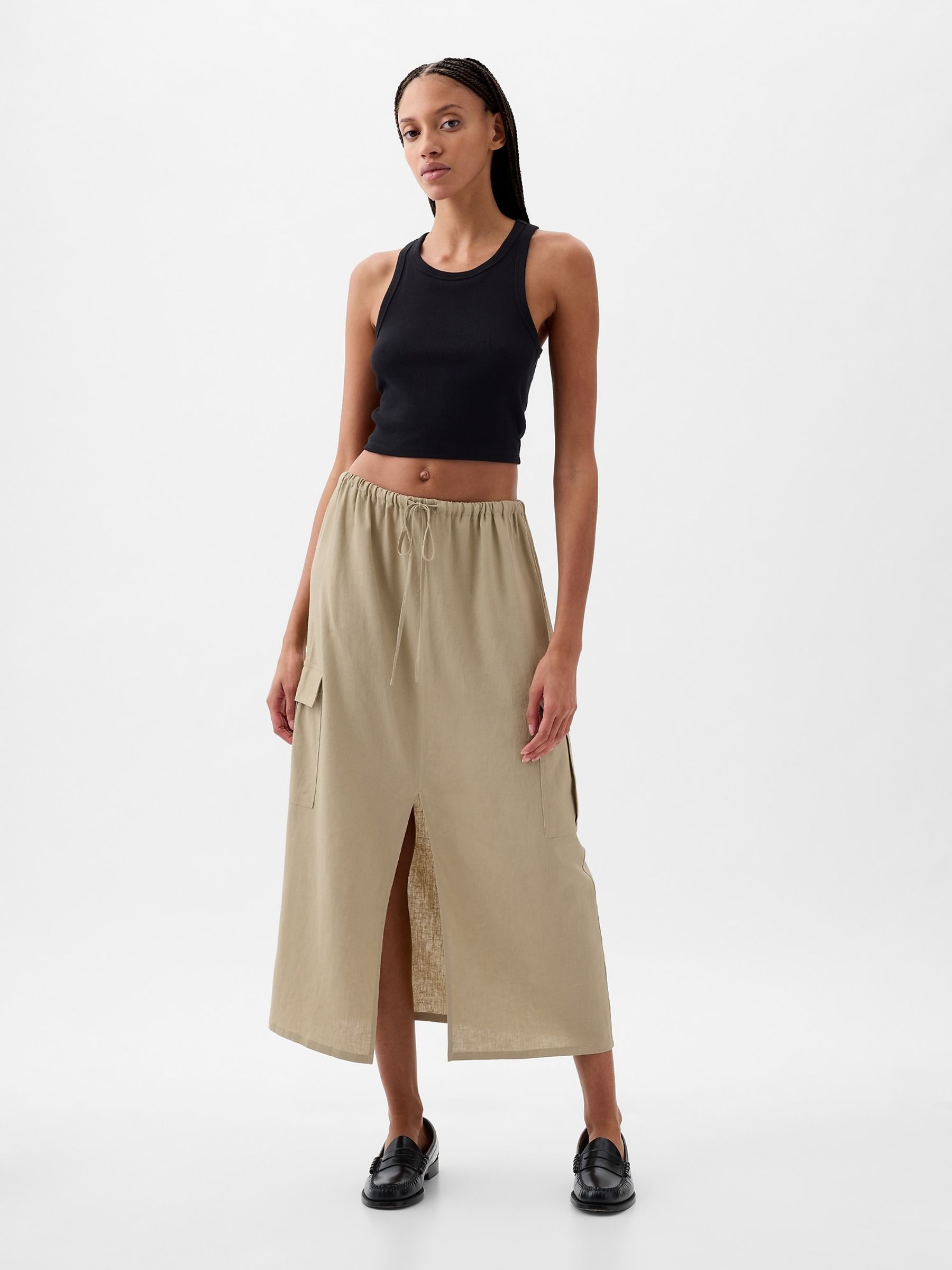 Midi skirt with pockets in front cheap